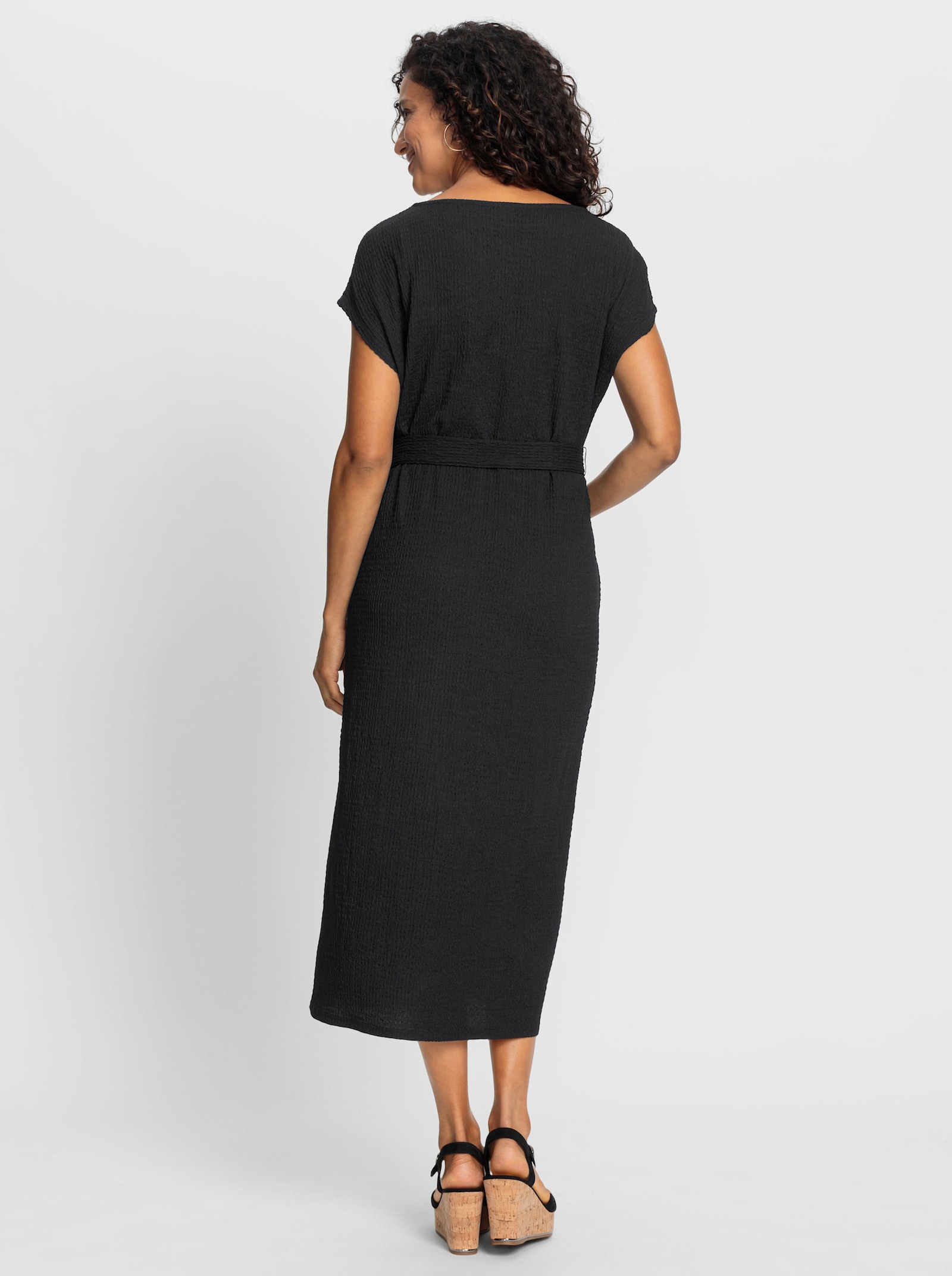 Jerseykleid in Struktur-Qualität - schwarz