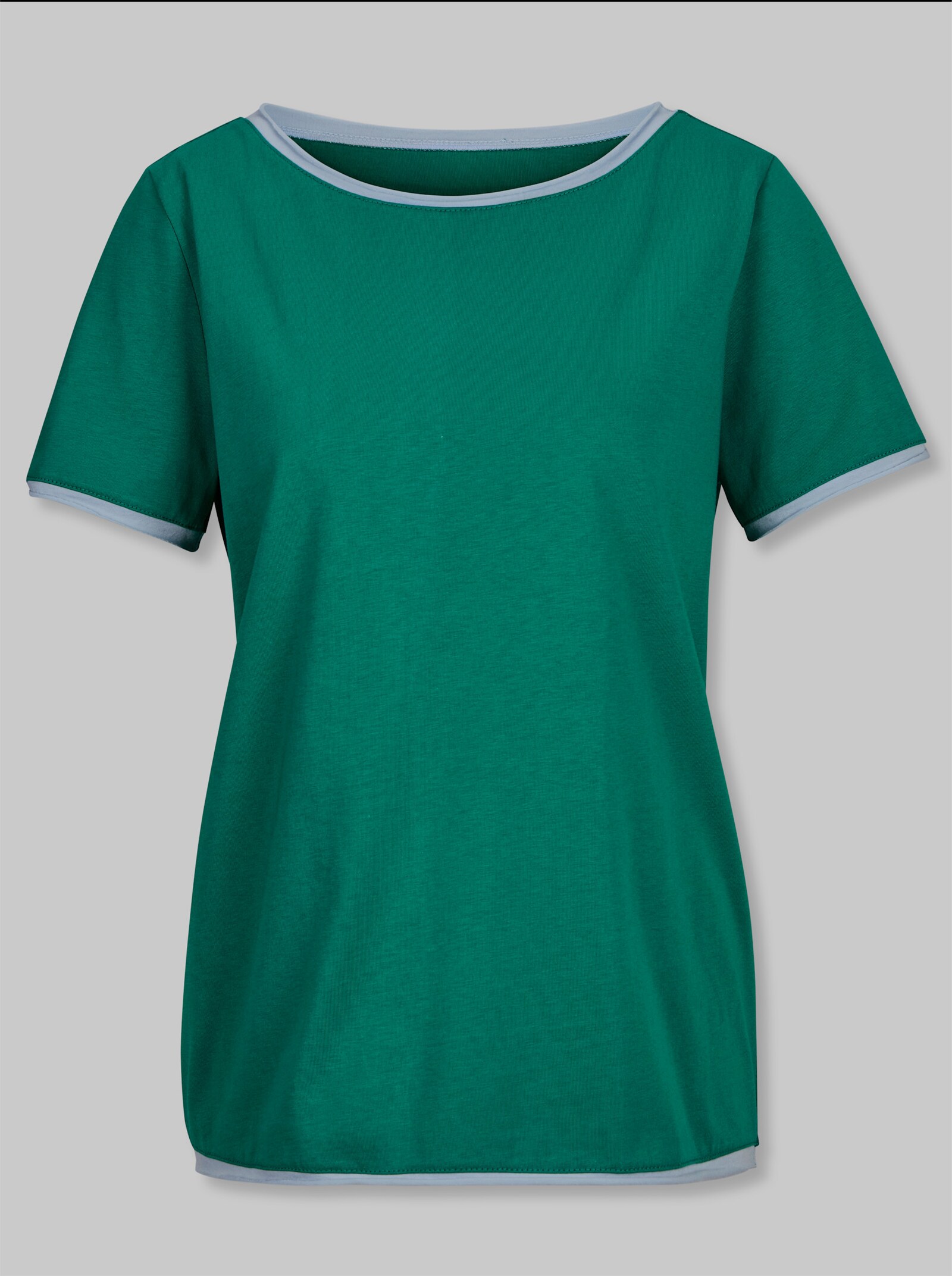 heine Kurzarmshirt mit Rollkanten - grün-hellblau