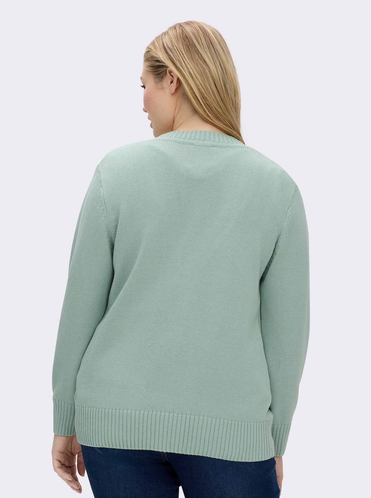 Strickjacke mit farblich abgestimmten Knöpfen - kalkmint