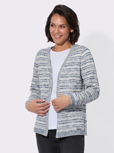 Strickjacke aus reiner Baumwolle - hellgrau-rauchblau-meliert