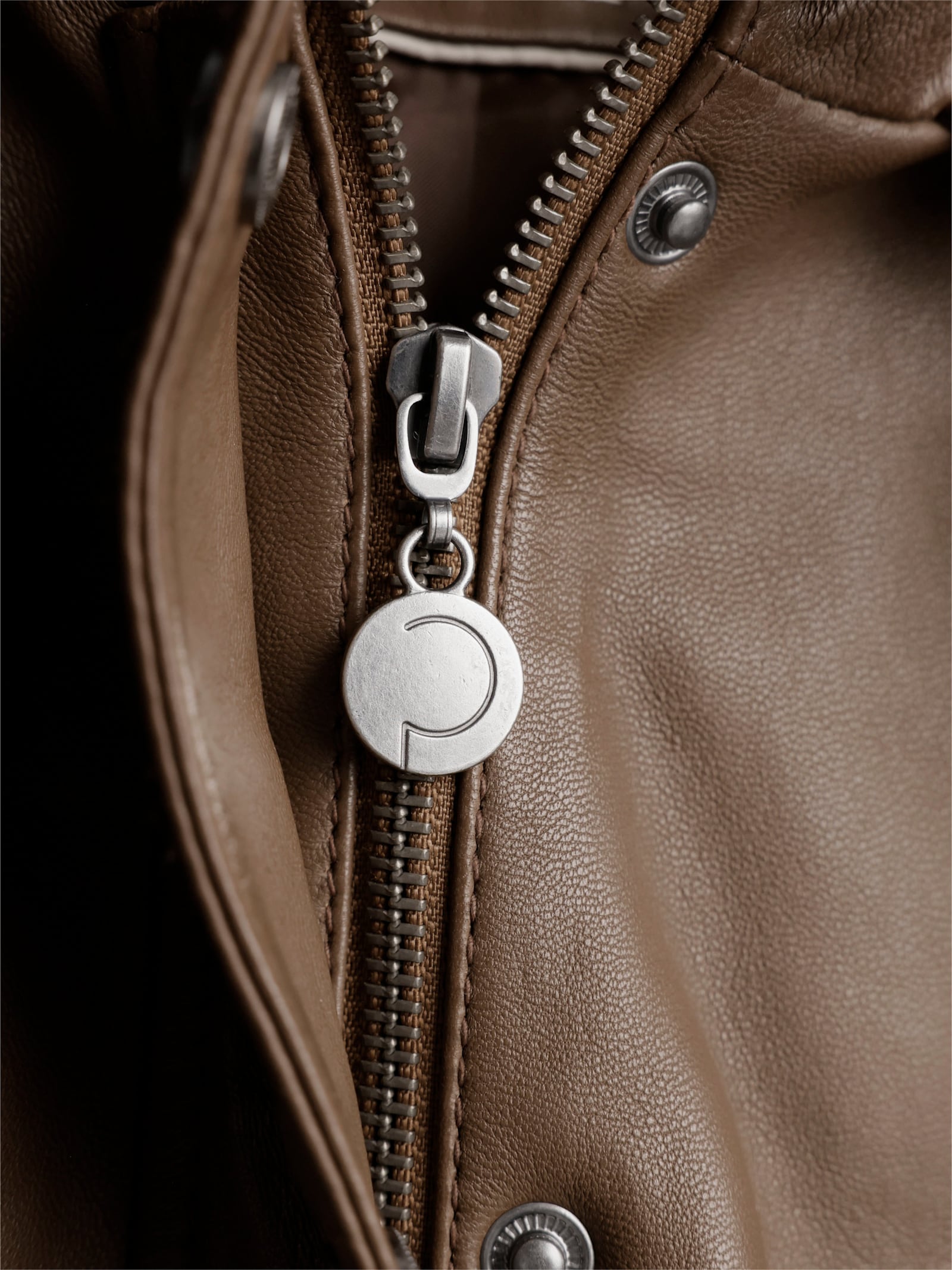 Mainpol Lederjacke mit Pelzimitat - braun