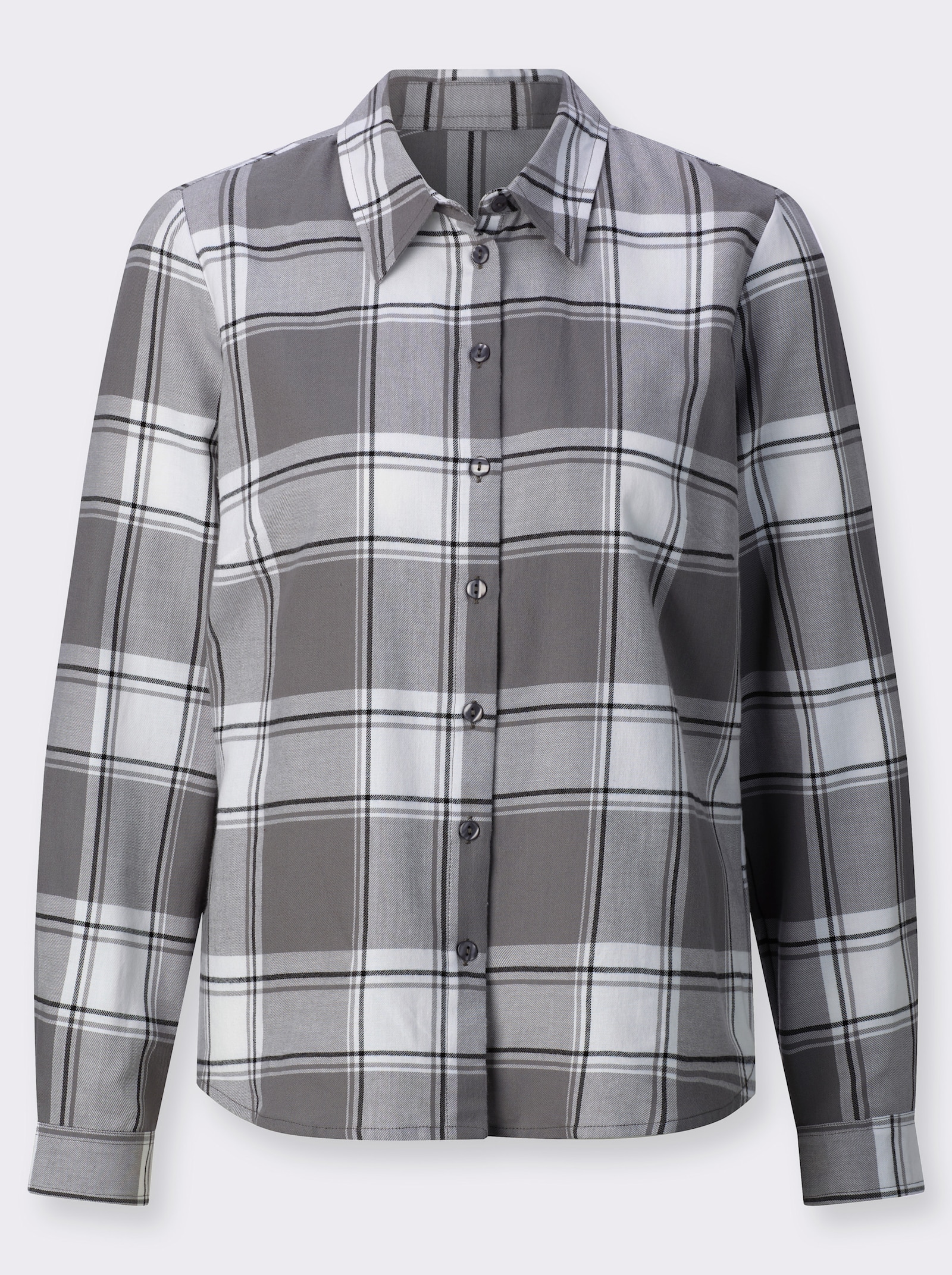 Flanellen blouse met ruitpatroon - grijs/wit geruit