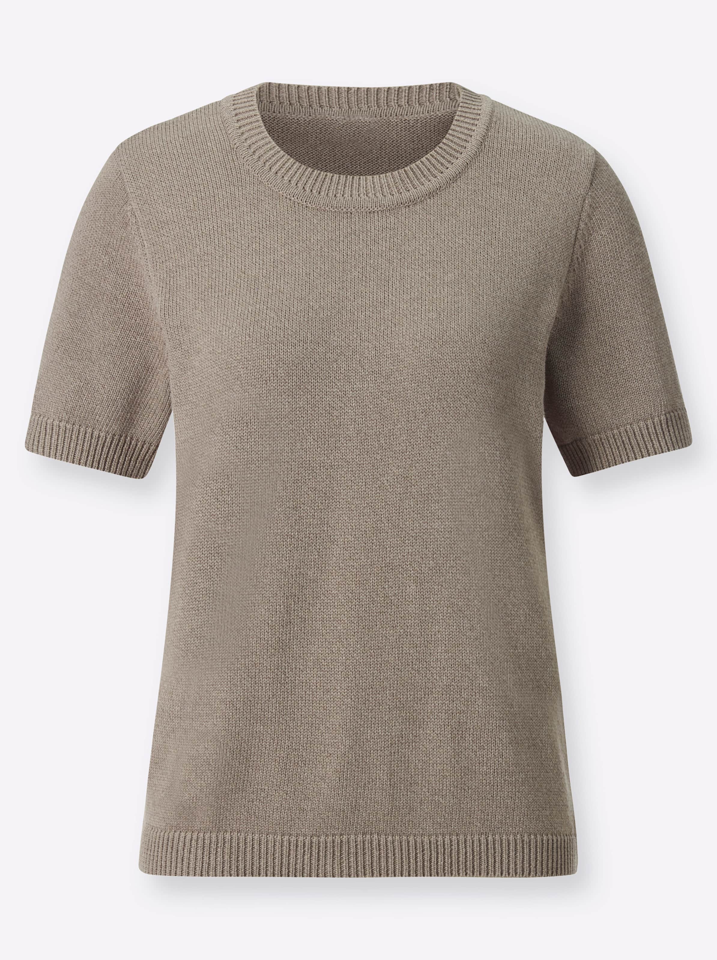 Sheego Damen Taupe-Meliert Kurzarmpullover - Bild 2