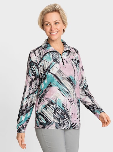 Poloshirt in Jacquard-Qualität - rosé-salbei-bedruckt