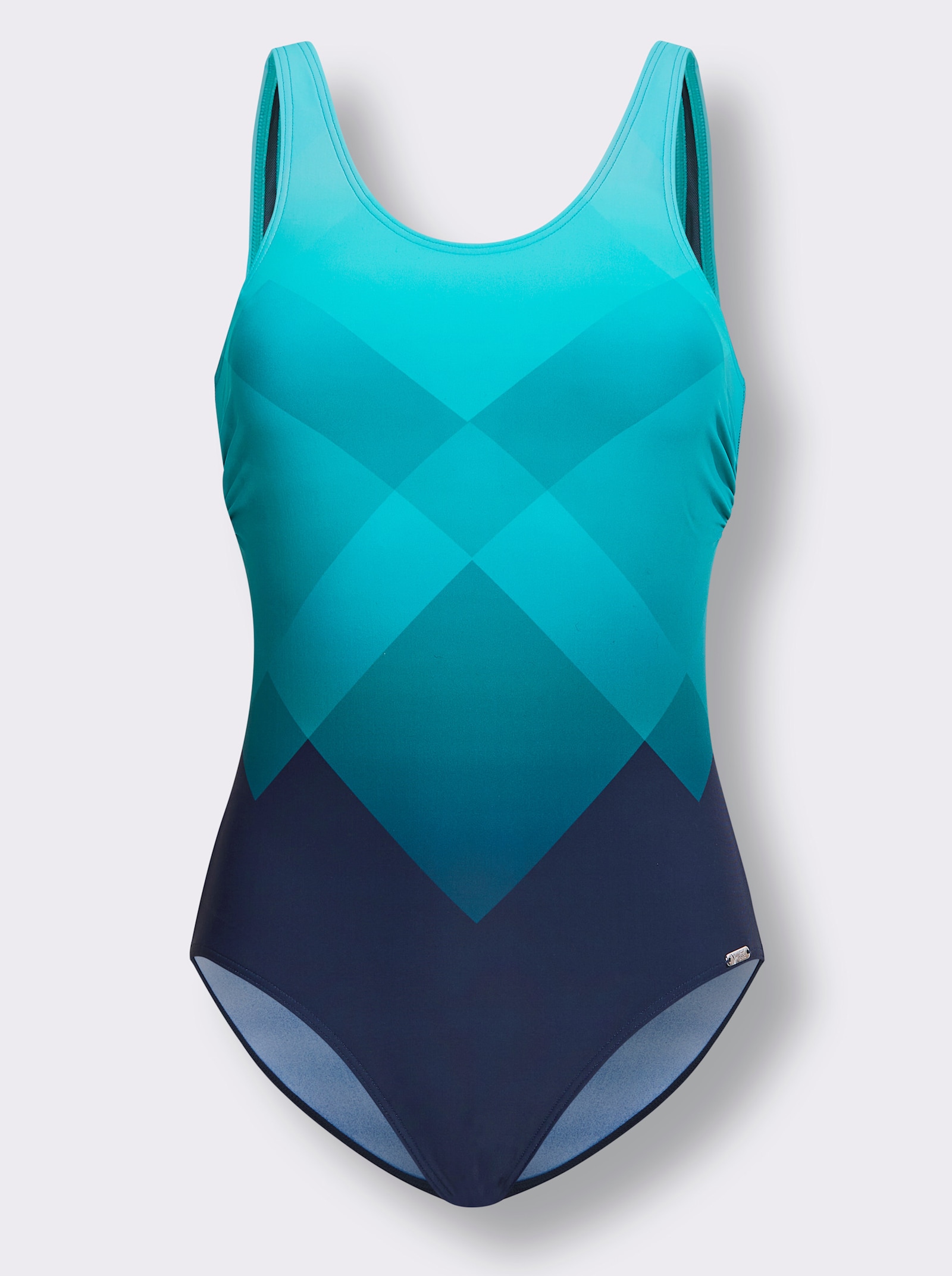 feel good Badeanzug in grafischem Dessin - marine-türkis-bedruckt
