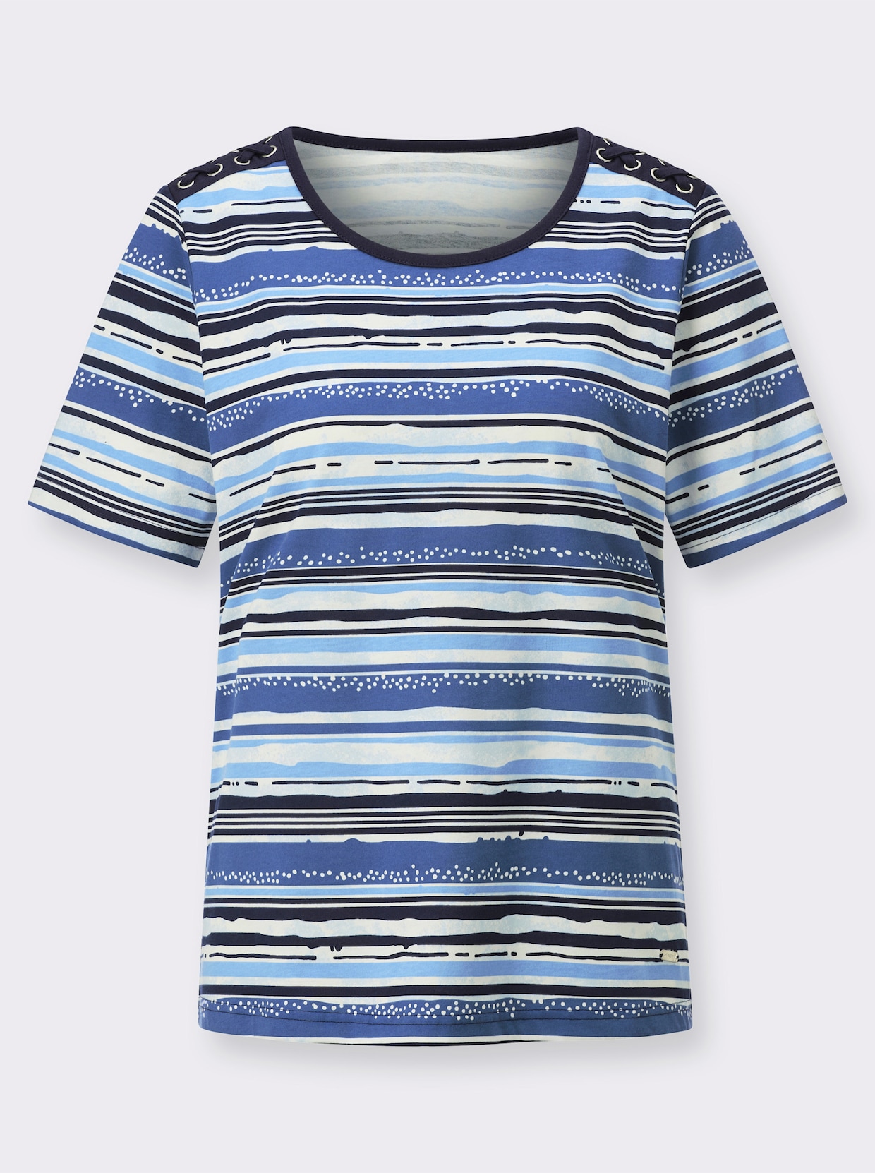 Print-Shirt - jeansblau-marine-geringelt