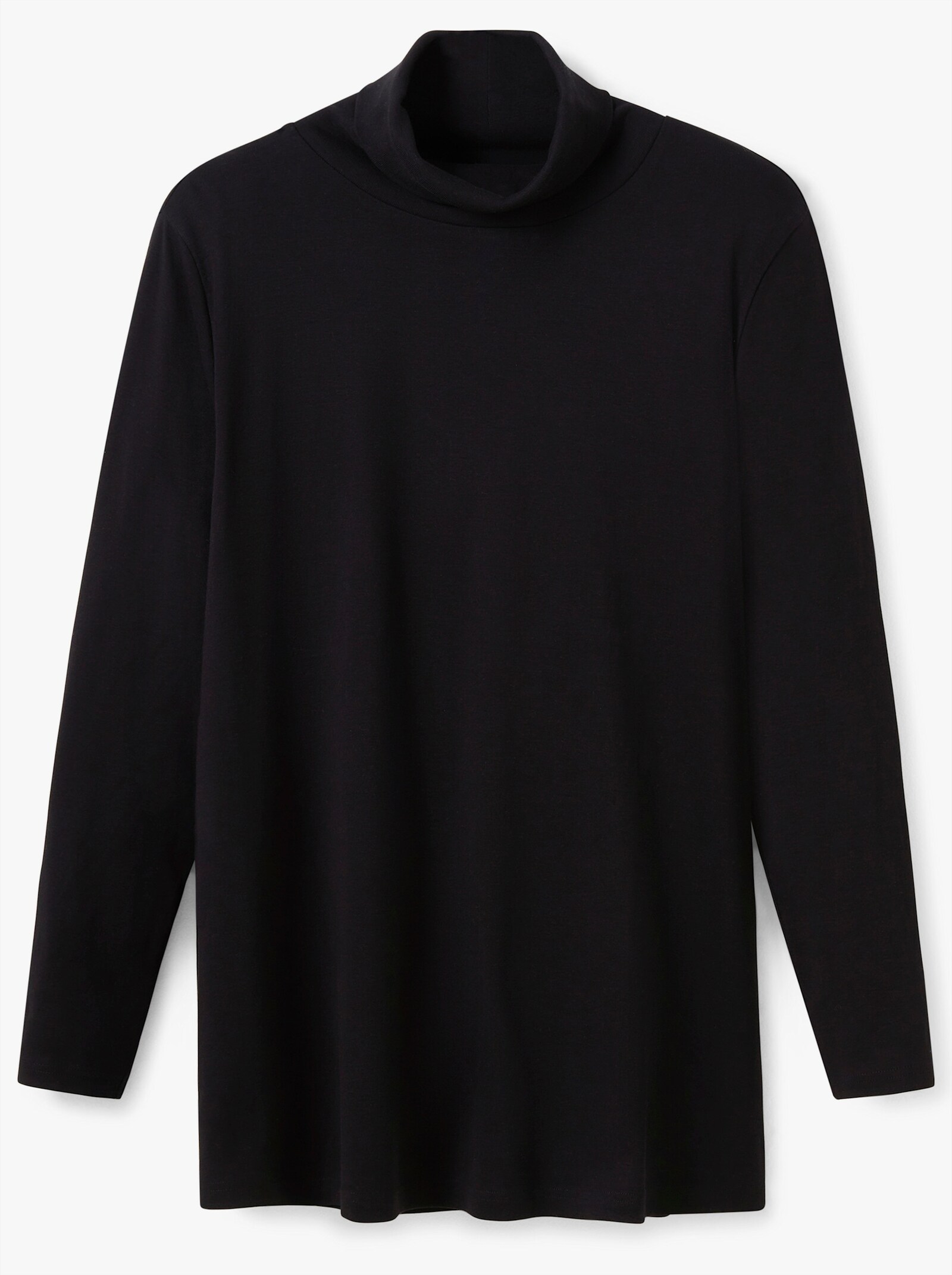 sheego Rollkragenshirt in A-Linie - schwarz