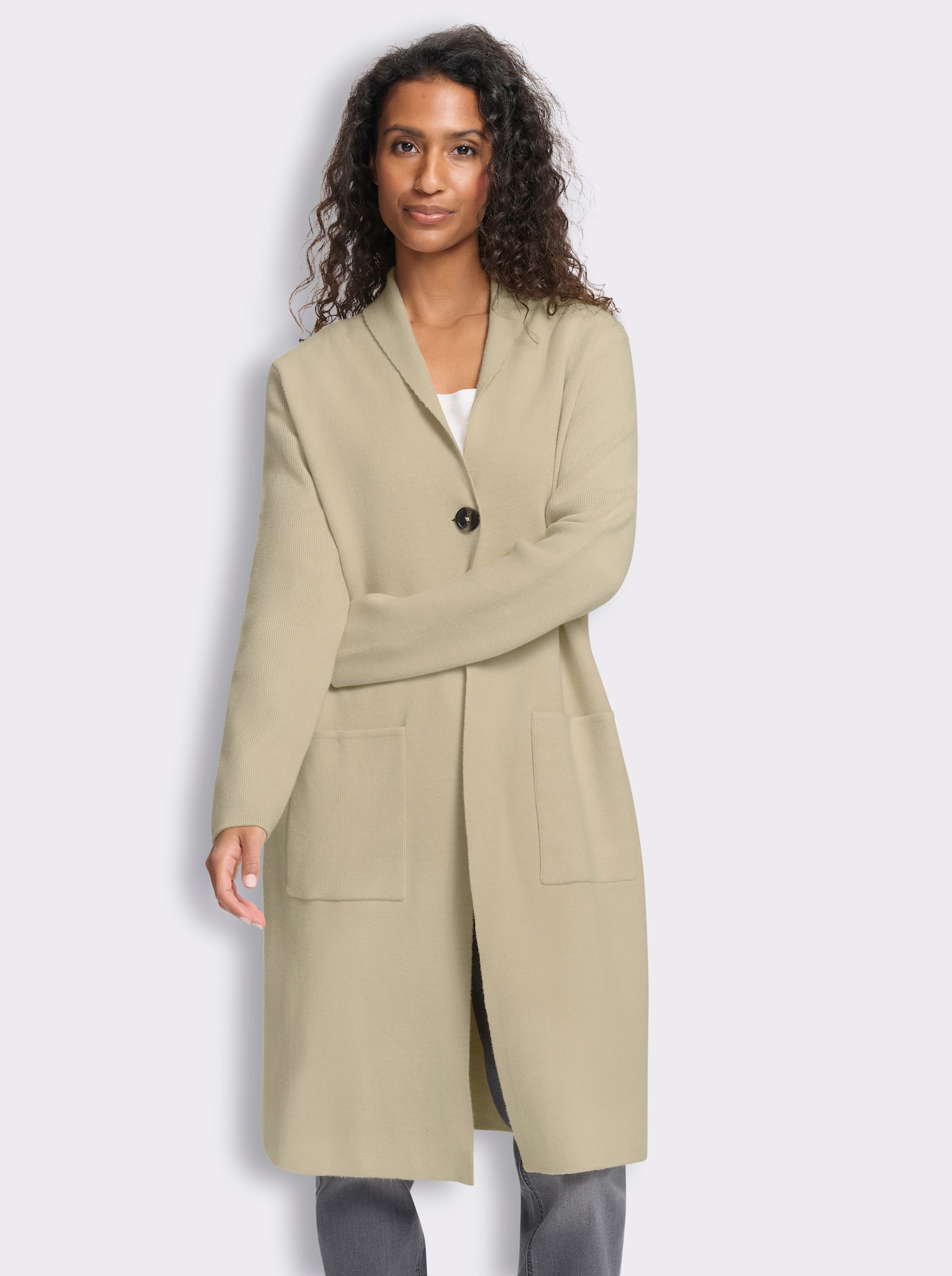 heine Strickjacke im Jacquard-Strick - sand