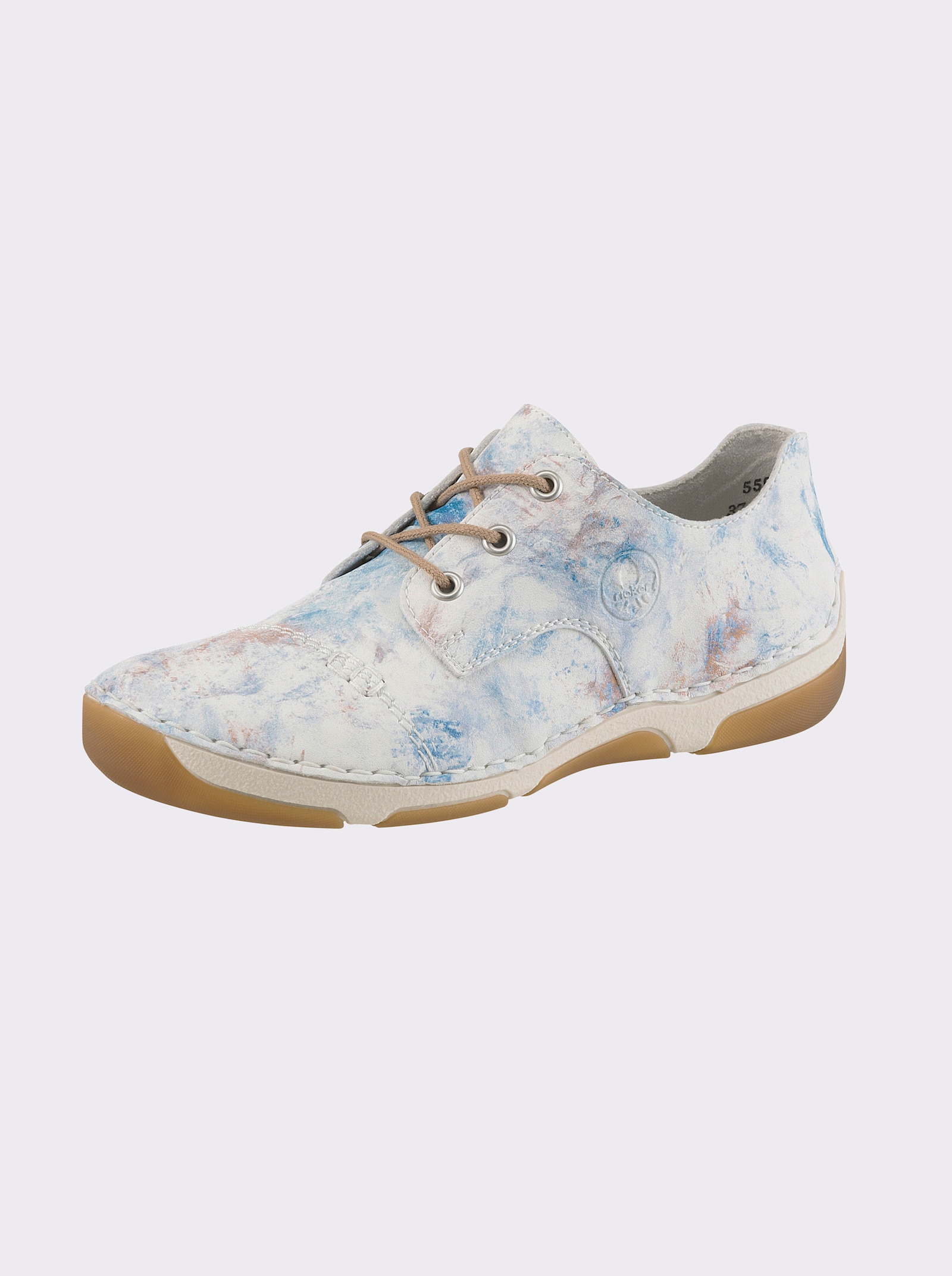 Rieker Schnürschuh in Weite F für schlanke Füße - eisblau