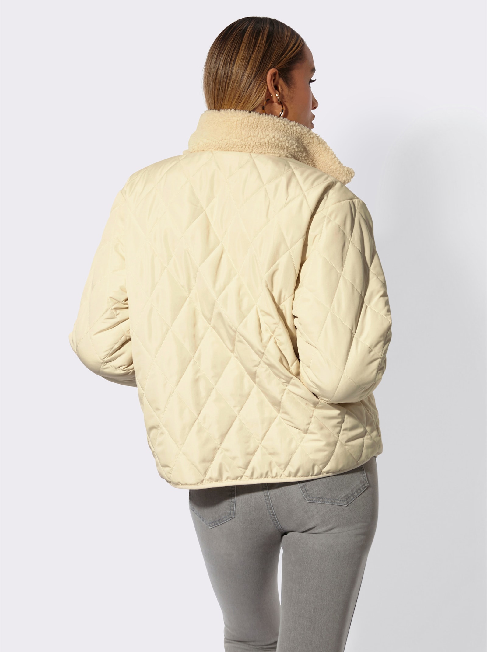 Wendejacke mit Stepp- und Teddyfleece-Seite - champagner