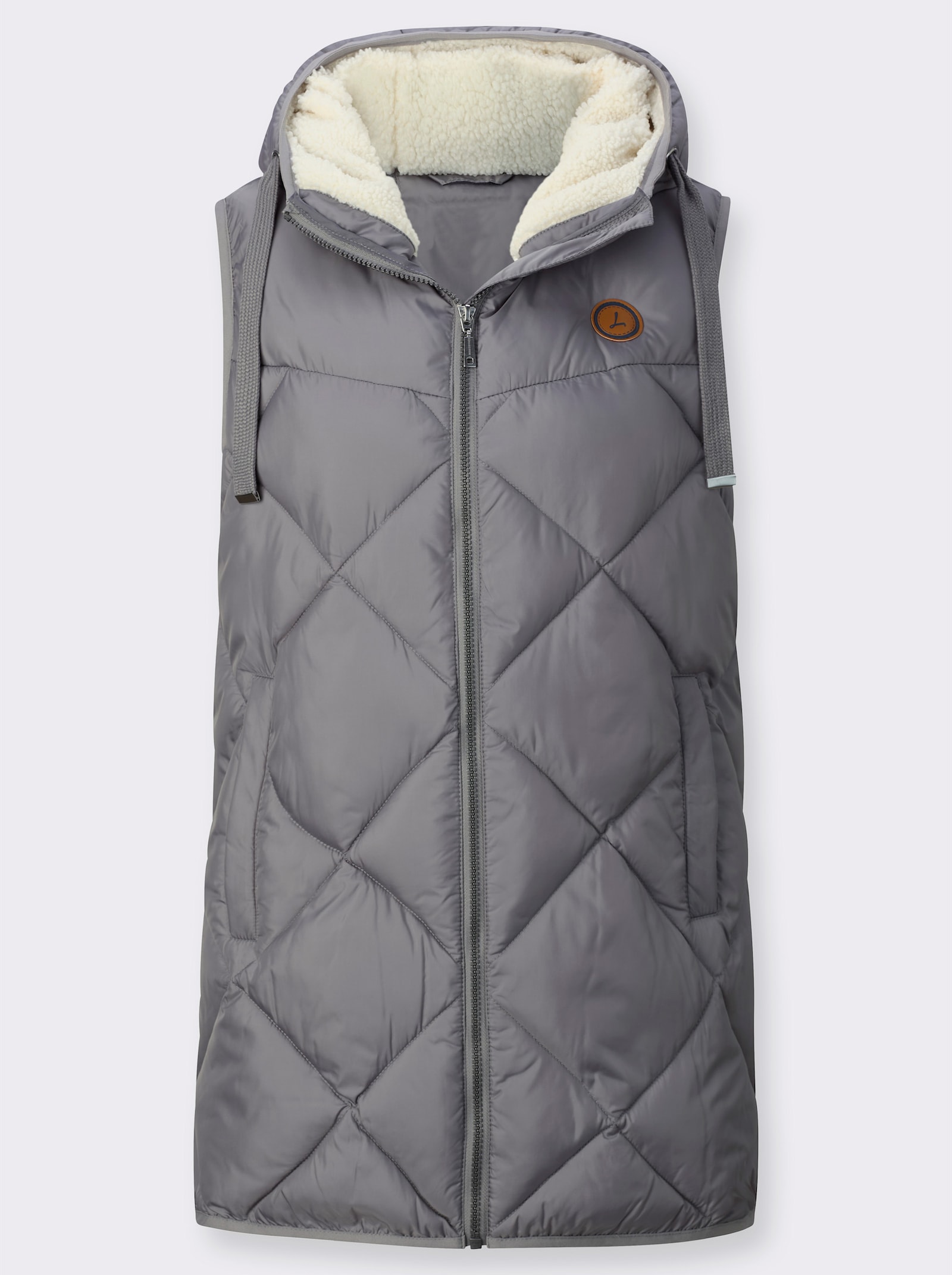 Gilet met capuchon en fleecevoering - grijs