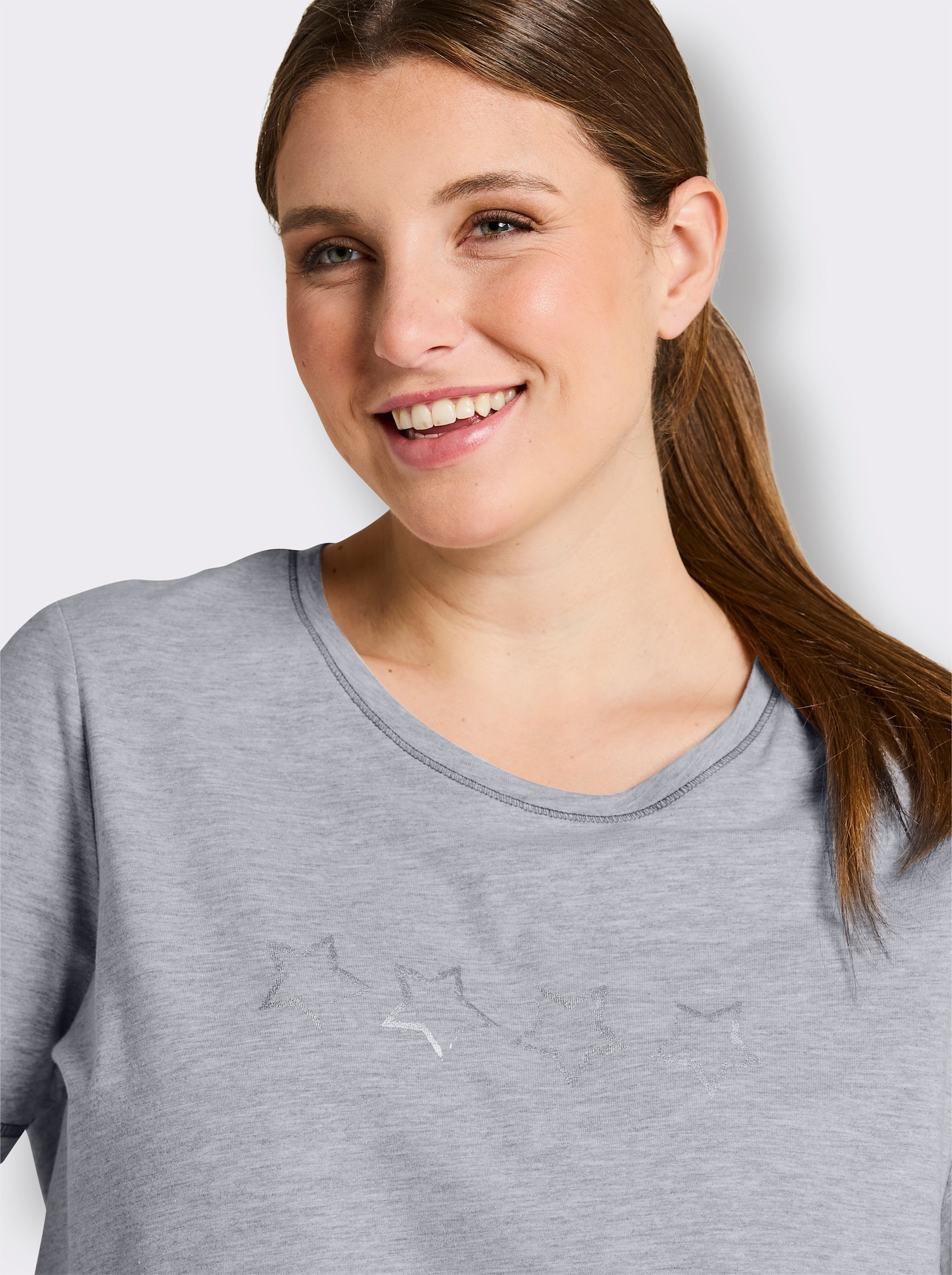 wäschepur Kurzarm Sleepshirts - grau + grau-gestreift