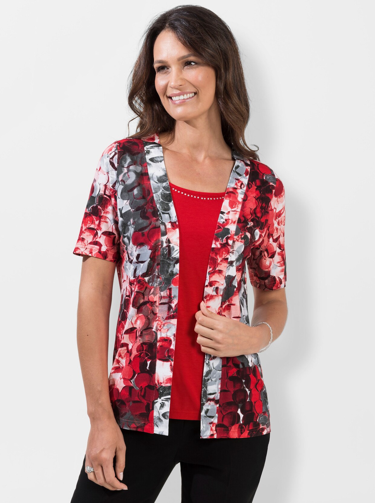 2-in-1-Shirt - rot-bedruckt