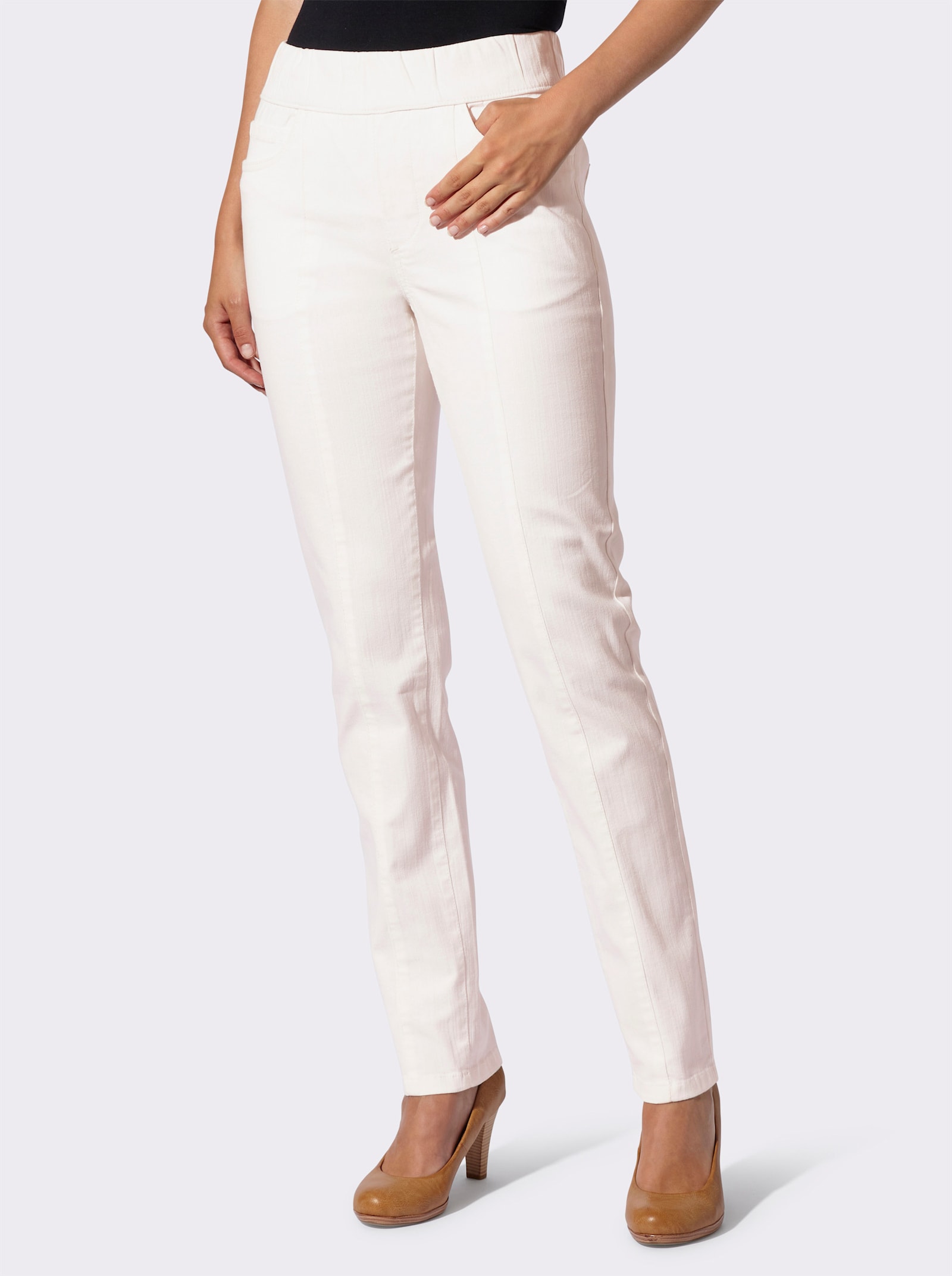 Comfortjeans in 5-pocketsmodel - ecru