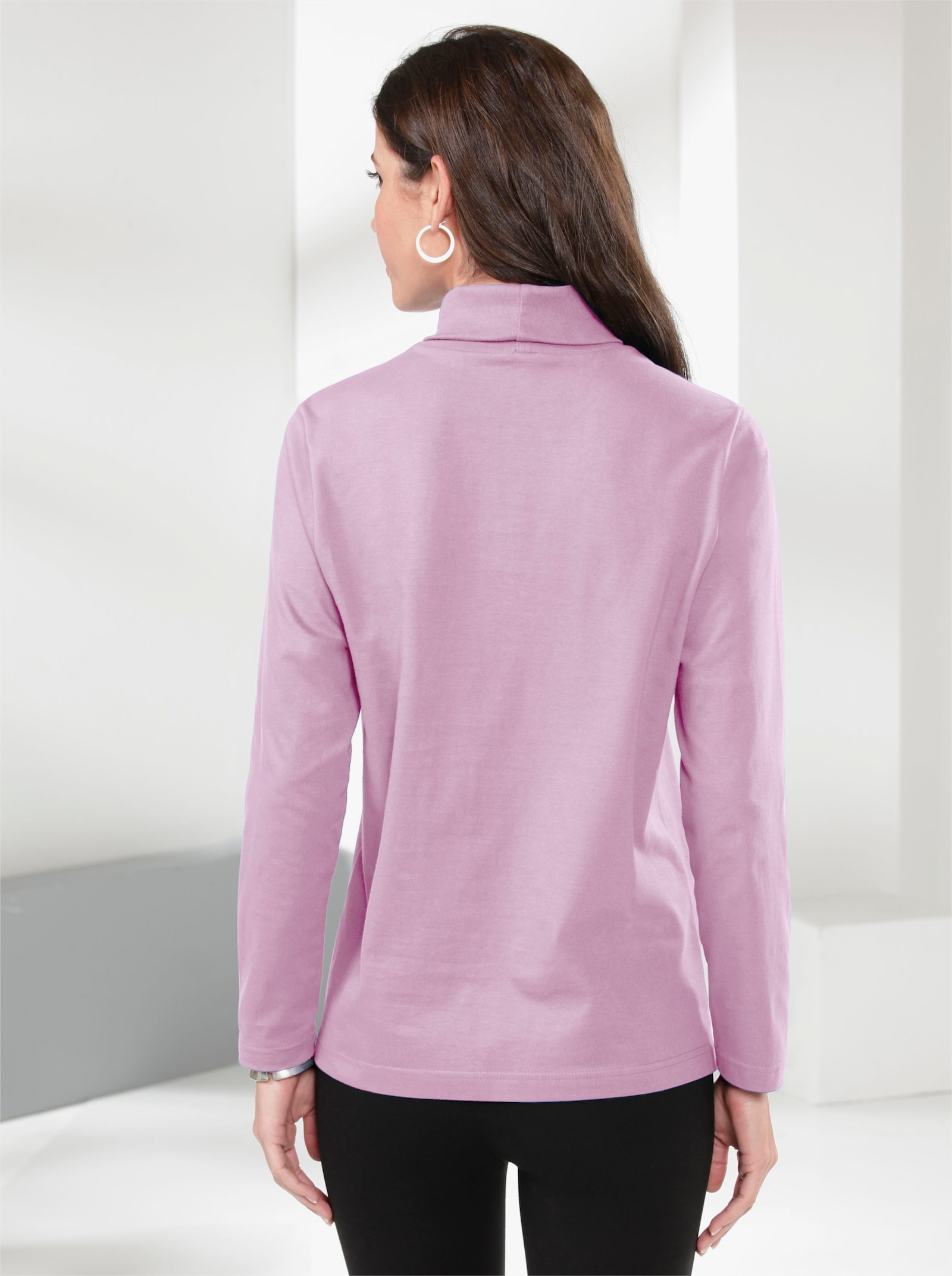Rollkragenshirt mit langen Ärmeln - rosé