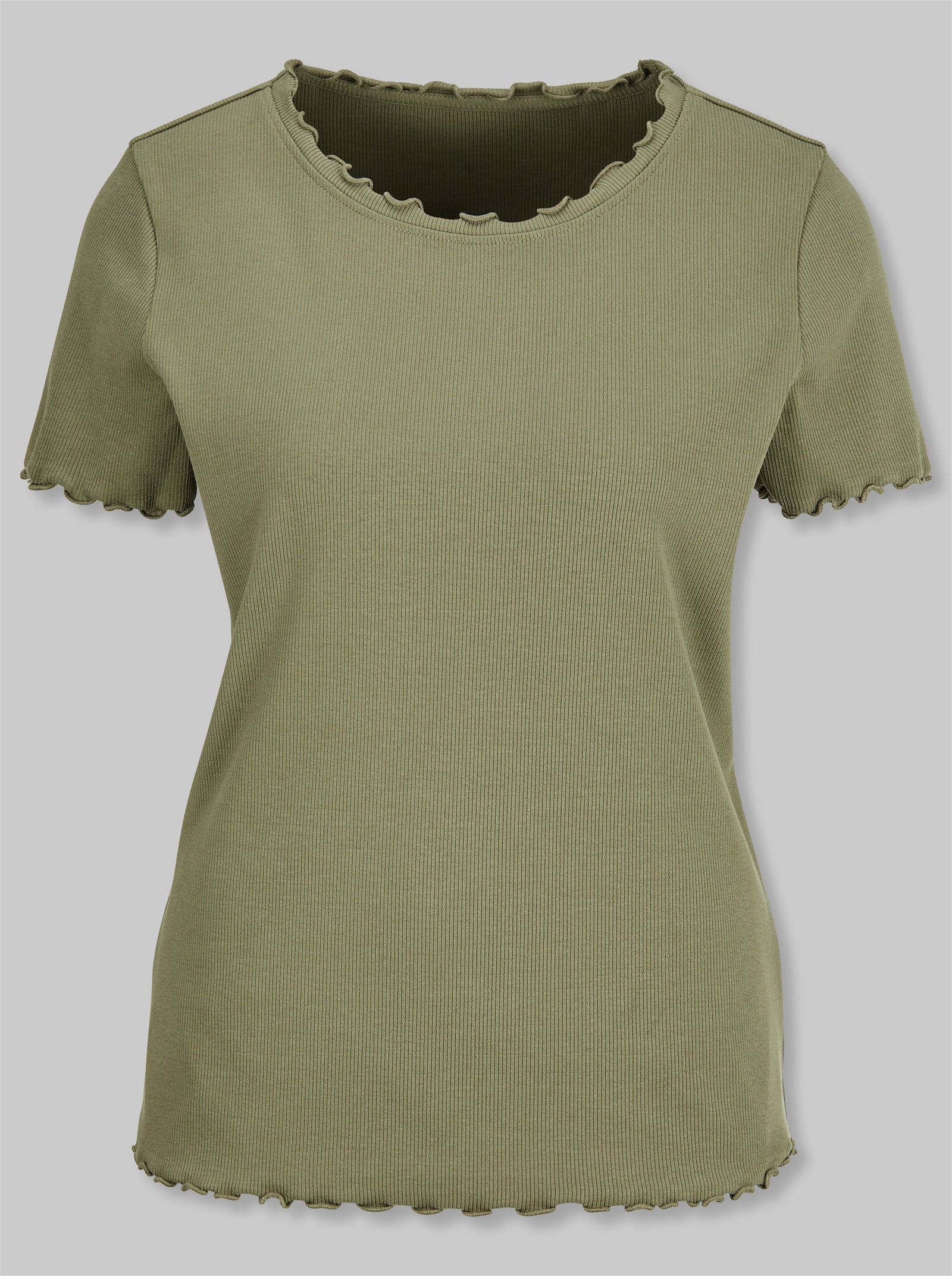 heine Rippshirt mit Wellenkanten - khaki