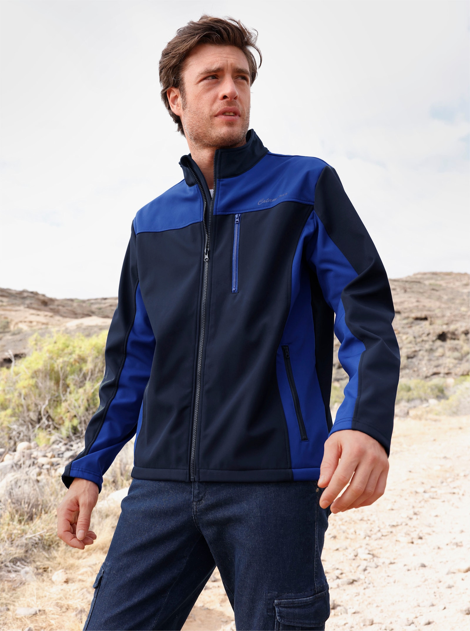 Catamaran Softshelljacke mit Fleece gefüttert - marine-royalblau