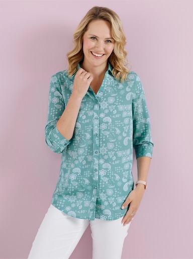 Longbluse mit Paisley-Print - ozean-weiß-bedruckt