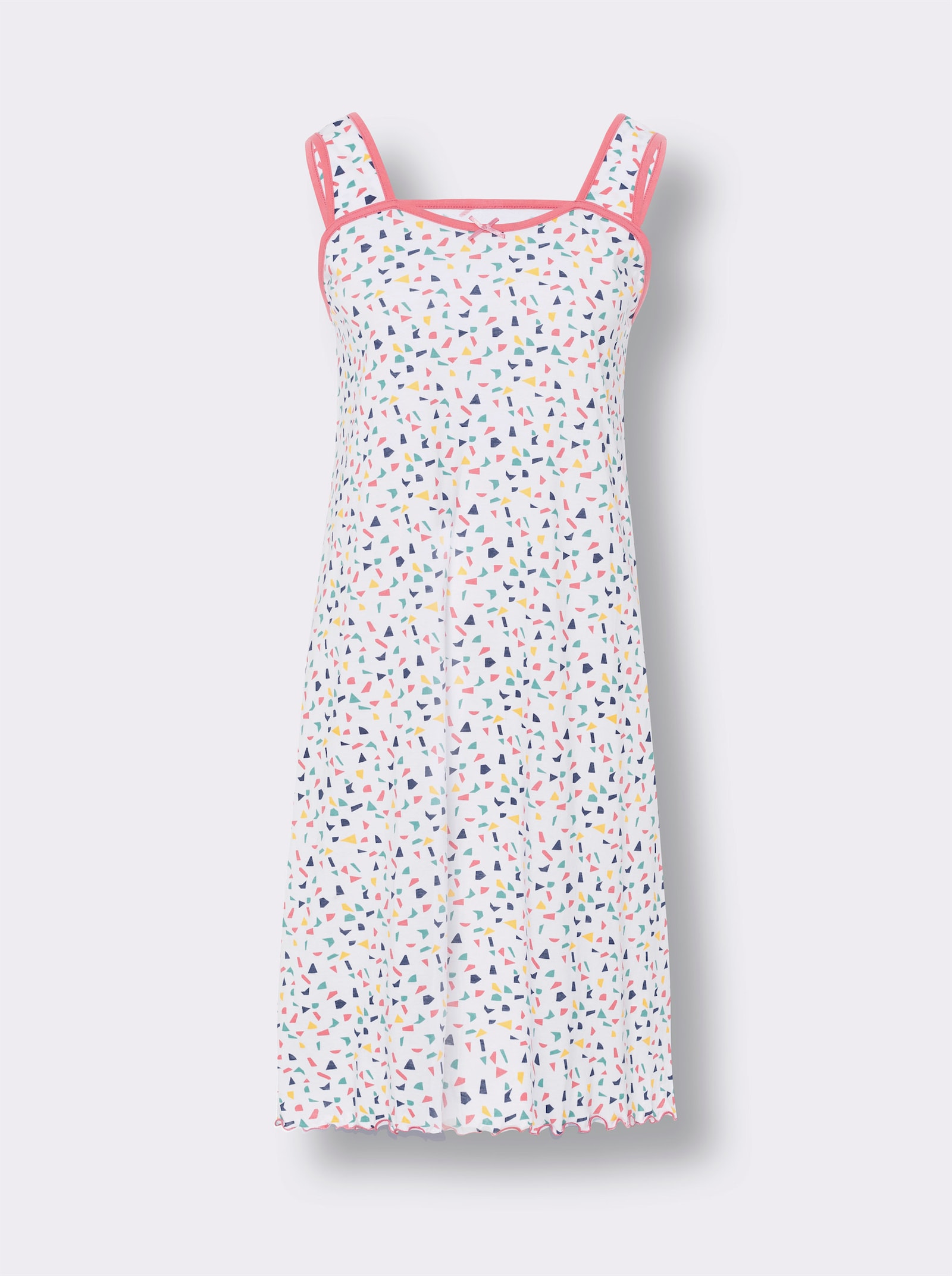 Nachthemd in A-lijn - wit geprint