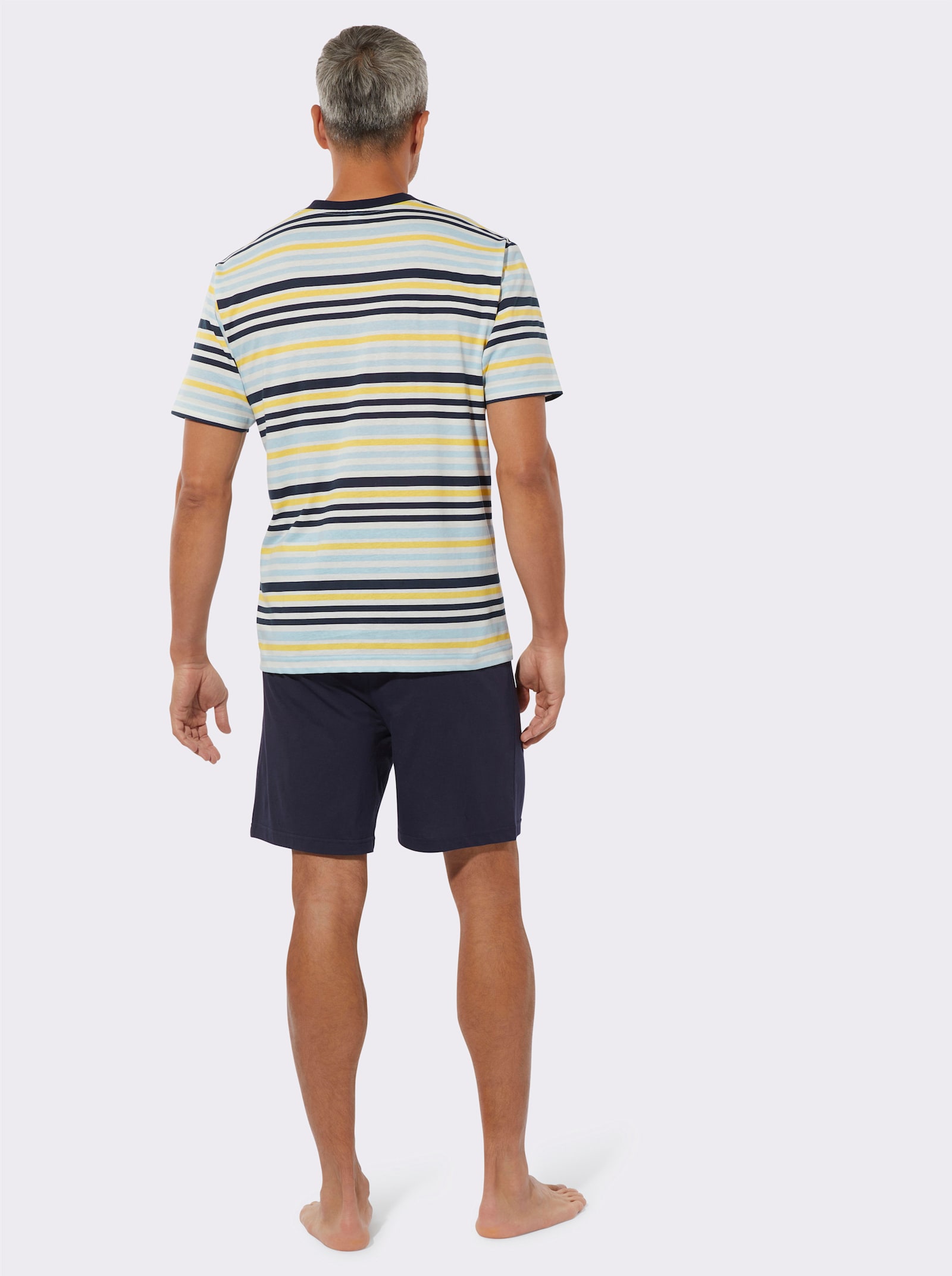 Shorty im Ringel-Look - marine-eisblau-geringelt