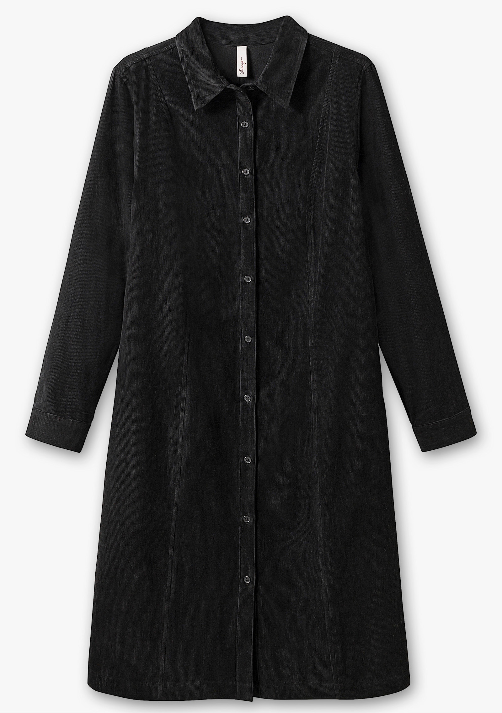 sheego Robe-chemiser en velours côtelé doux - noir