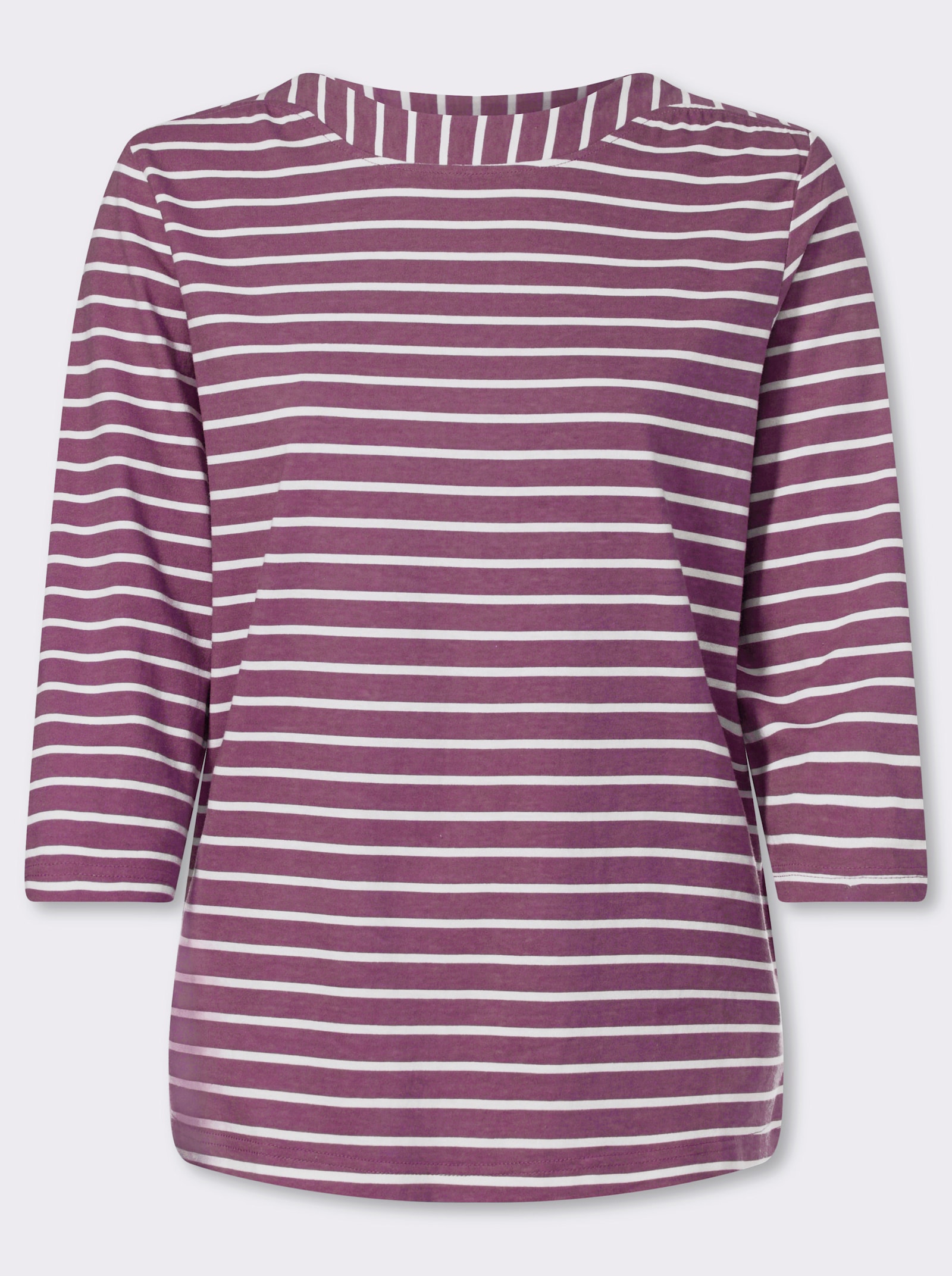 3/4-Arm-Shirt im Ringel-Dessin - violett-ecru-geringelt