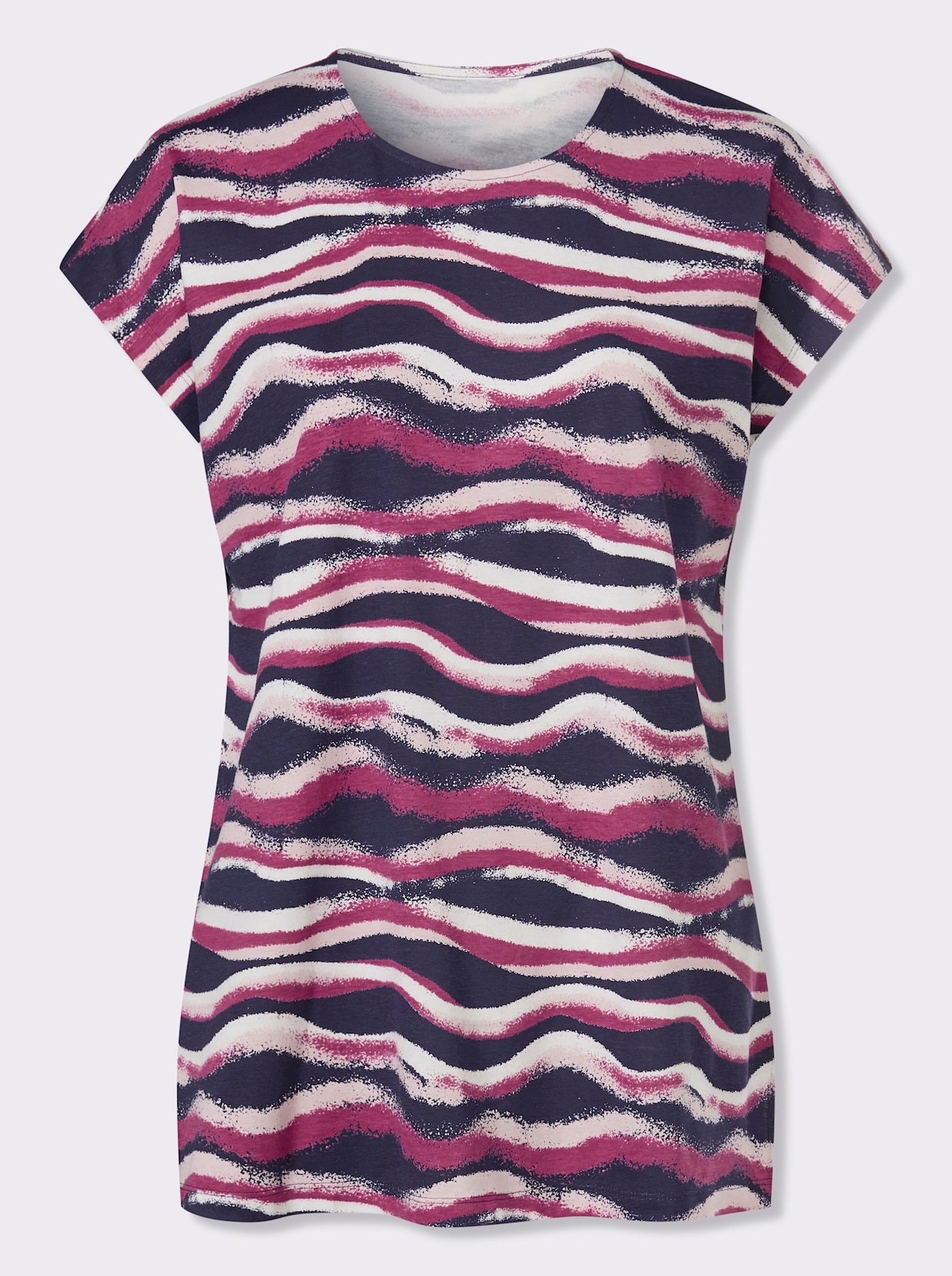 Longshirt mit Seitenschlitzen - erika-marine-bedruckt