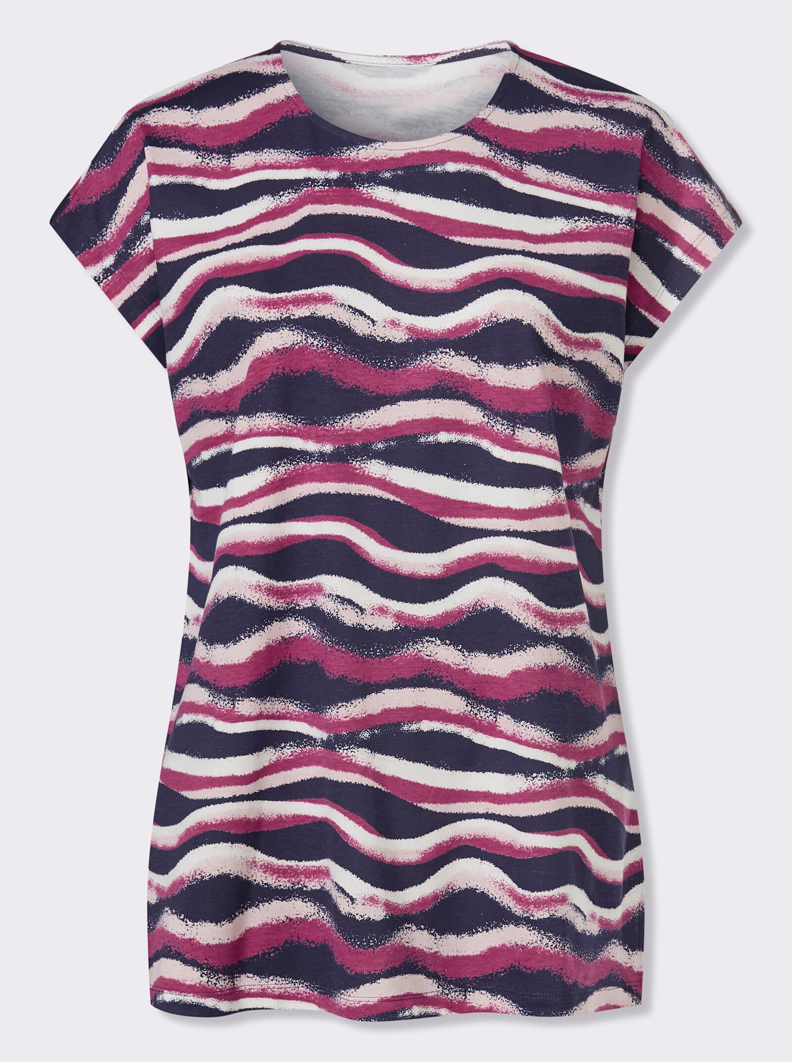 Longshirt mit Seitenschlitzen - erika-marine-bedruckt