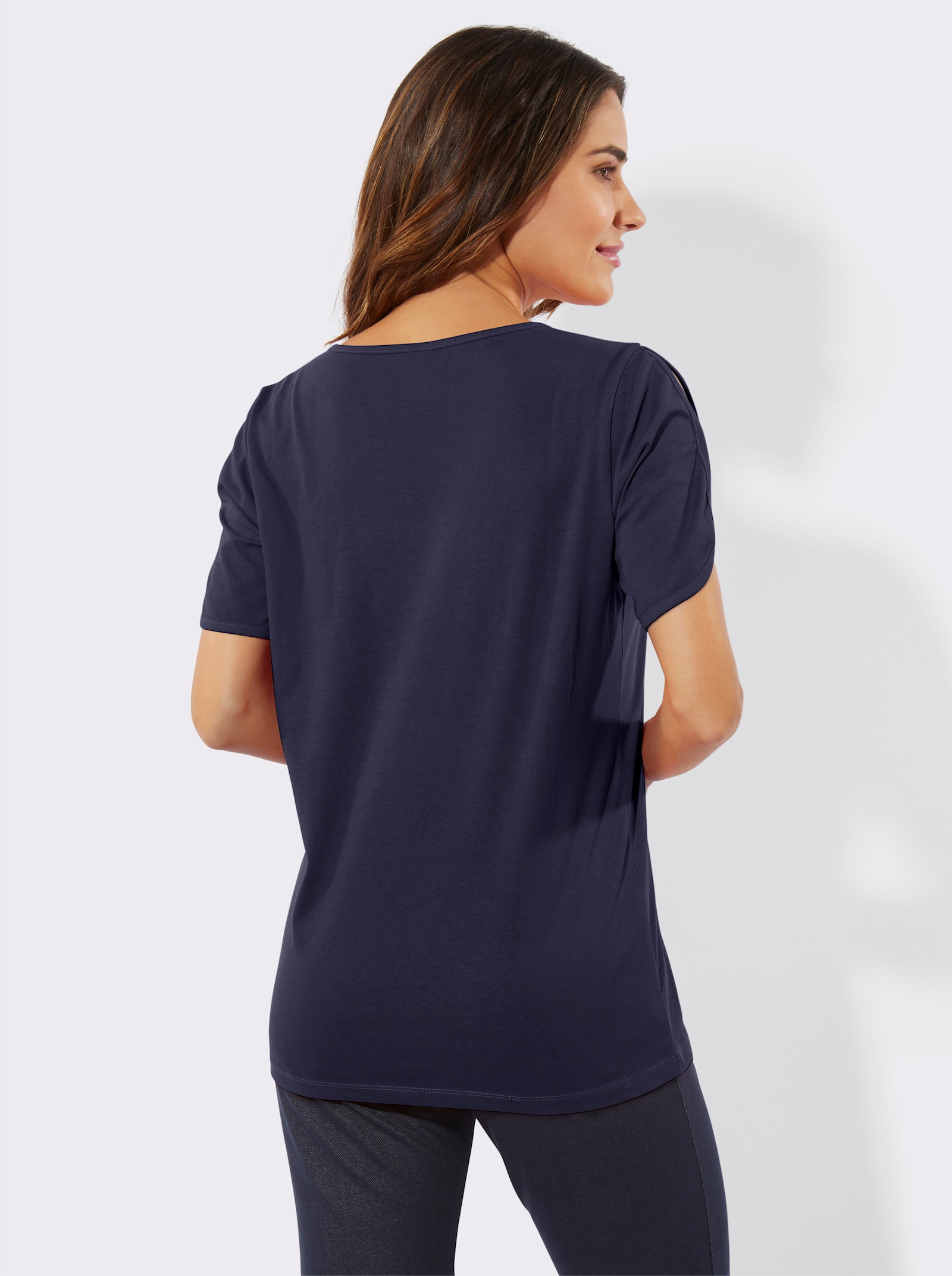 Tričko pro volný čas zdobené paspulkou - námořnická modrá