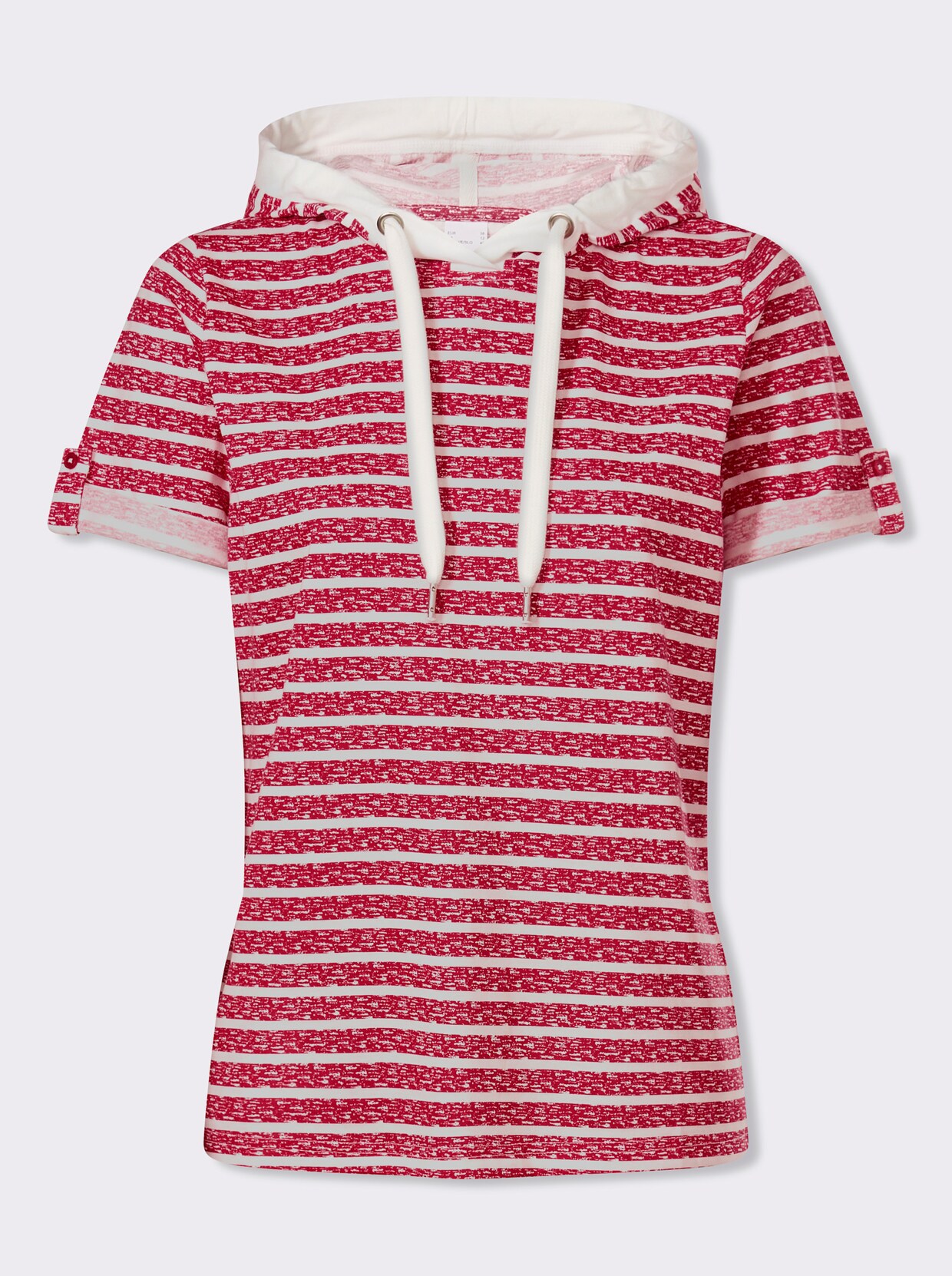 Tričko s kapucí s krátkými rukávy - červená-ecru-potisk