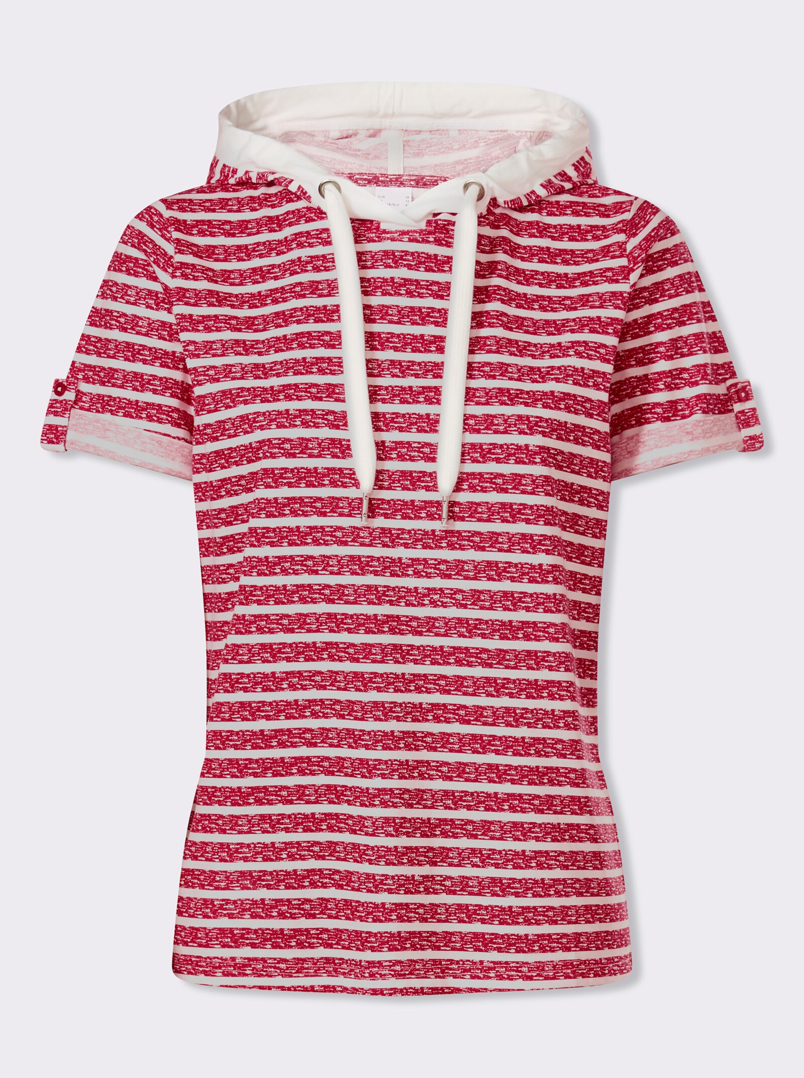 Tričko, kapucňa, krátke rukávy - Červeno-svetlobéžová potlač