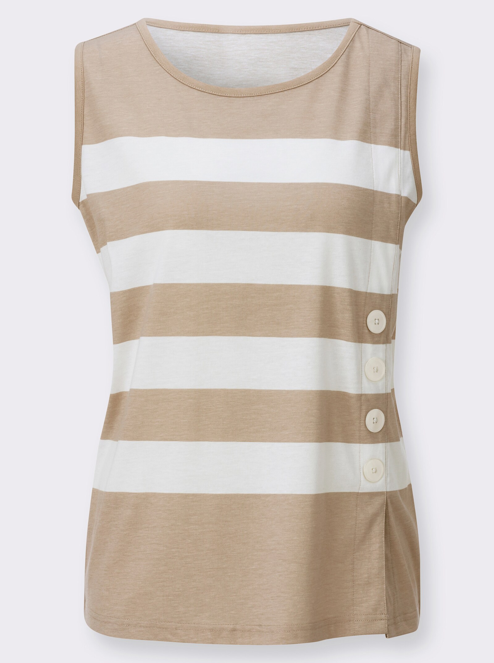 Shirttop mit Deko-Knopfleiste - beige-ecru-gemustert