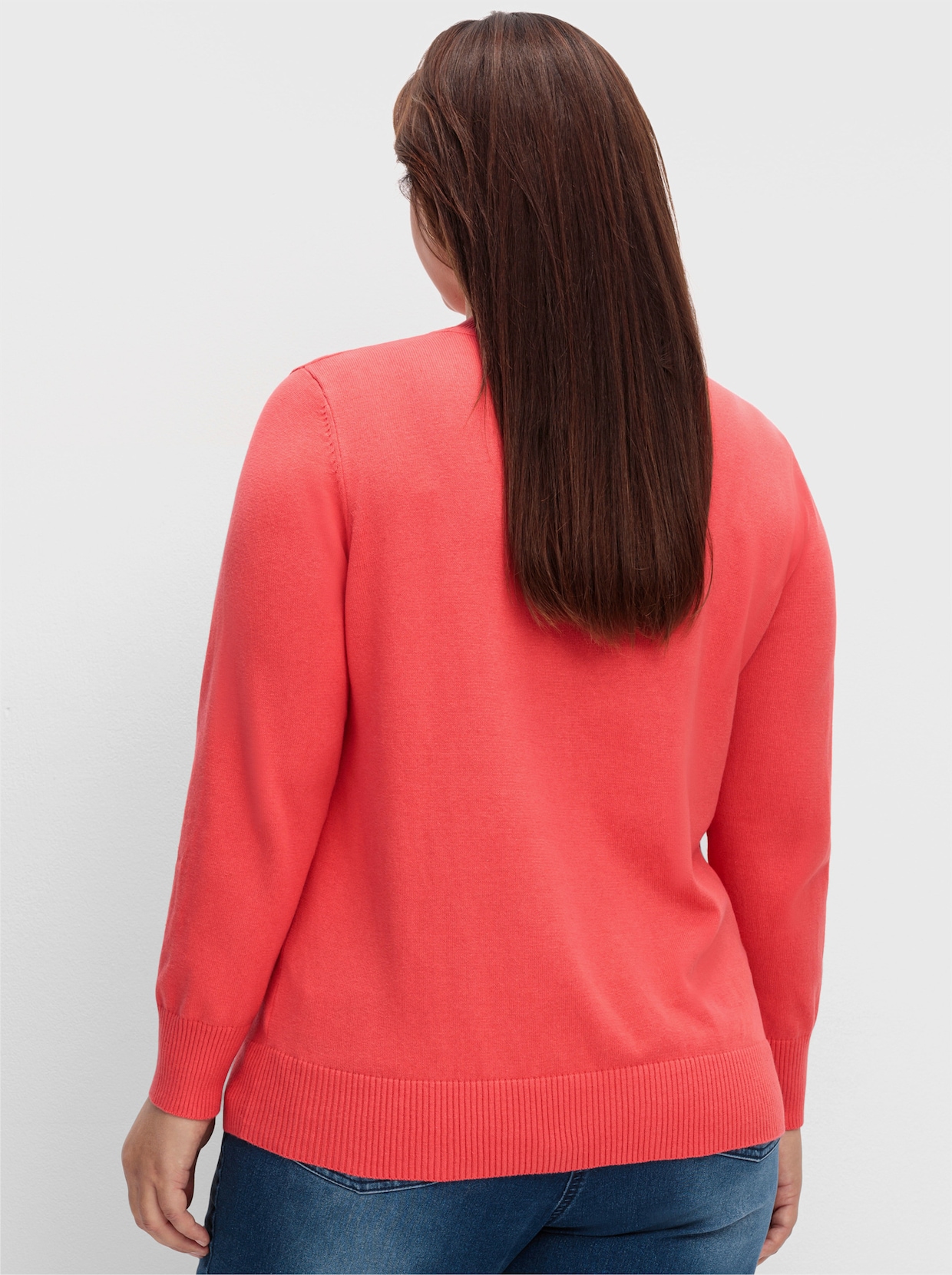 Strickpullover mit geripptem Stehkragen - hummer