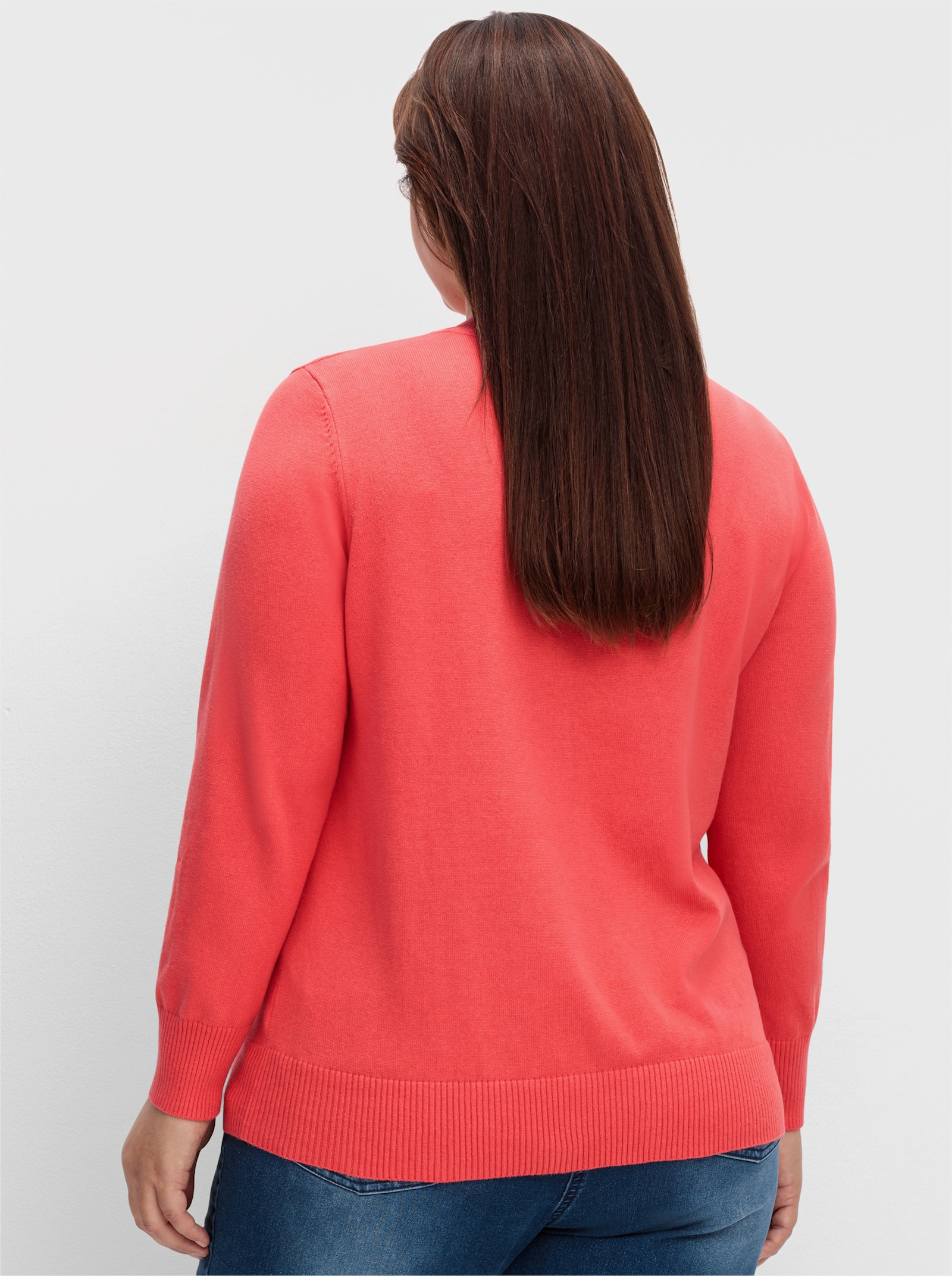 Strickpullover mit geripptem Stehkragen - hummer