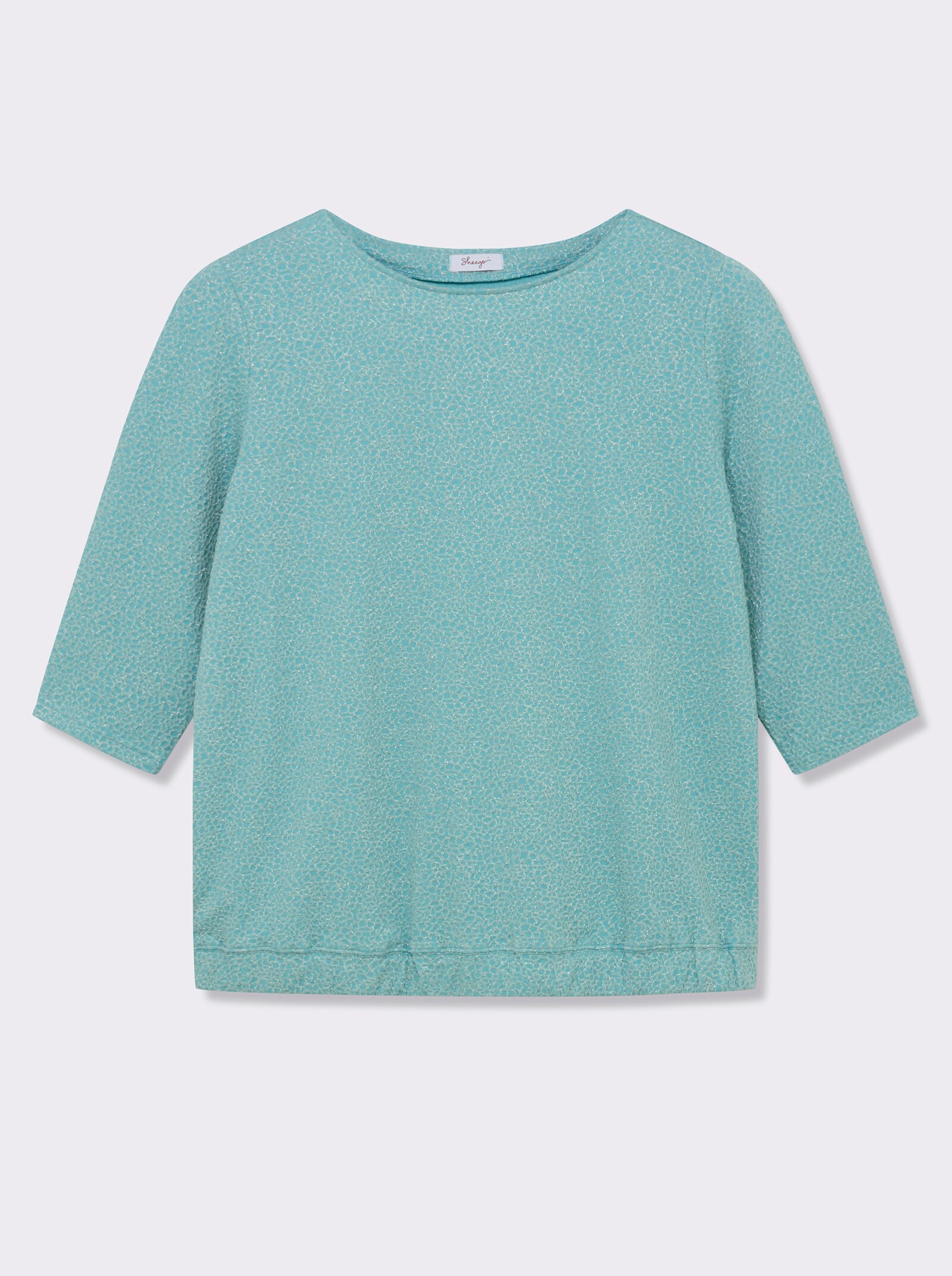 sheego Sweatshirts met effectgaren en 3/4-mouwen - mint gedessineerd