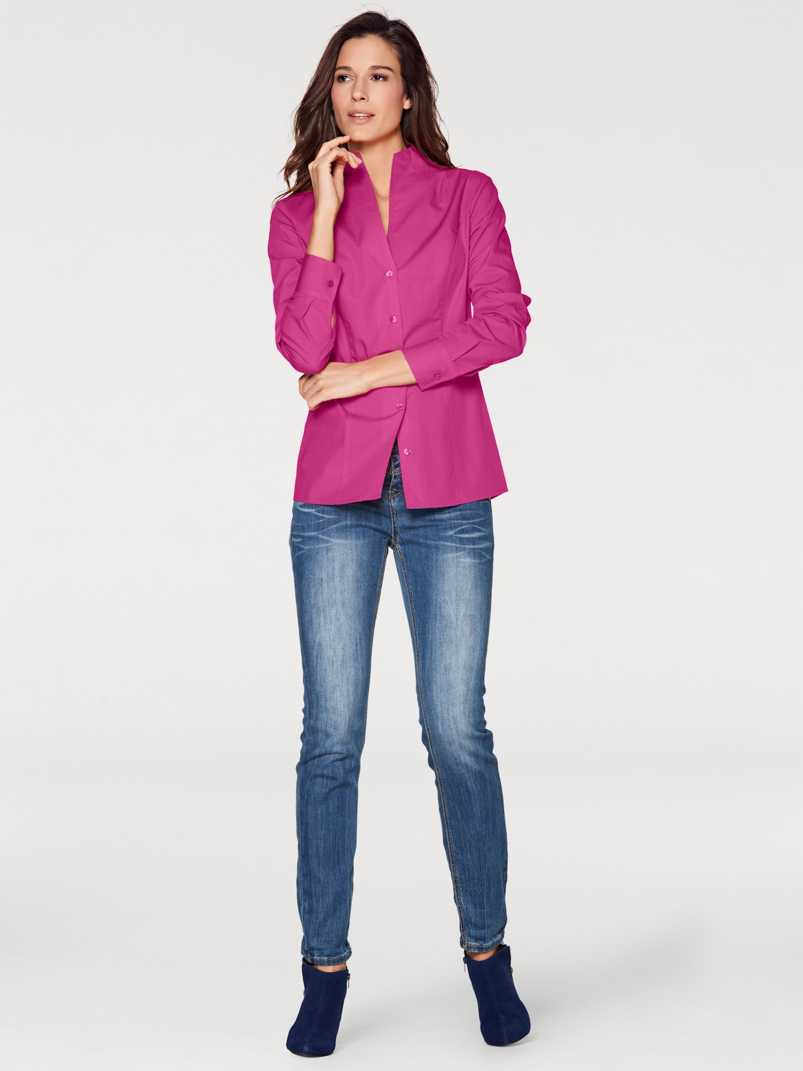 heine Hemdbluse mit Stehkragen - beere