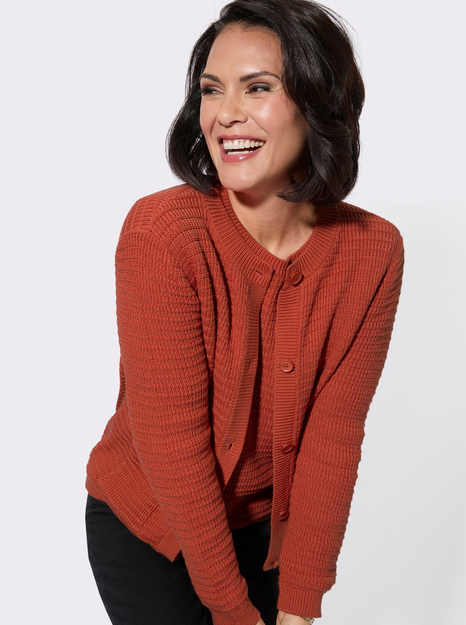 Twin-Set mit gerippten Abschlüssen - terra