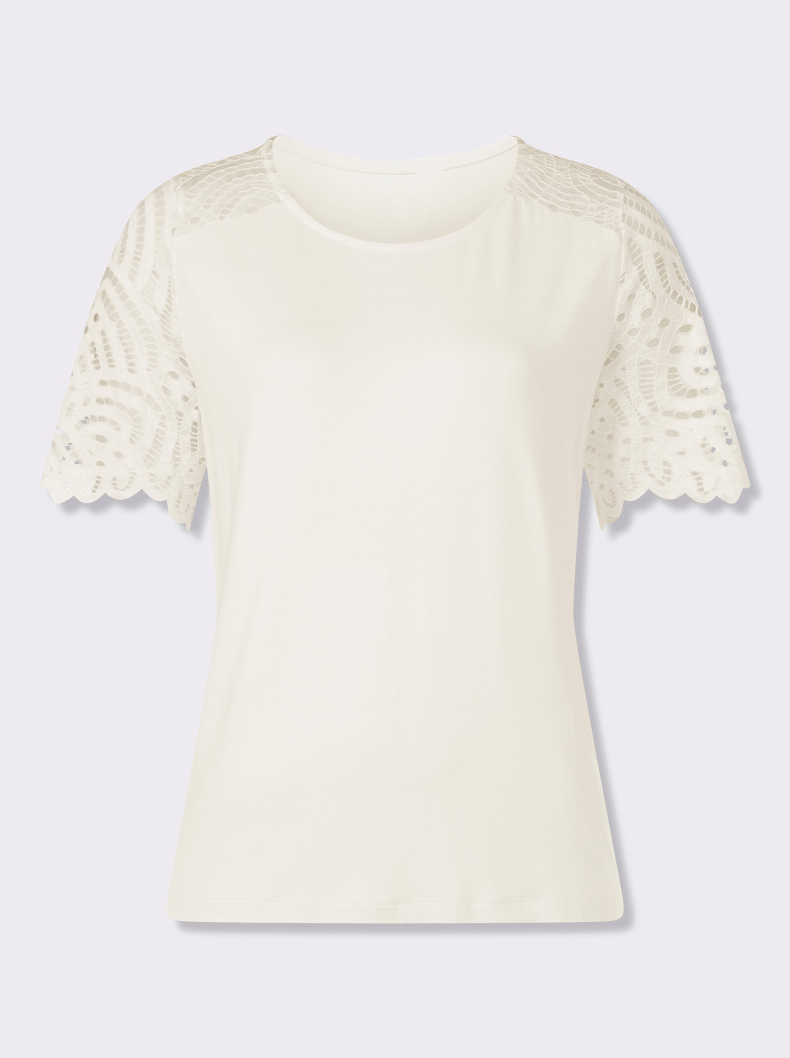 heine Kurzarmshirt mit Spitze - ecru