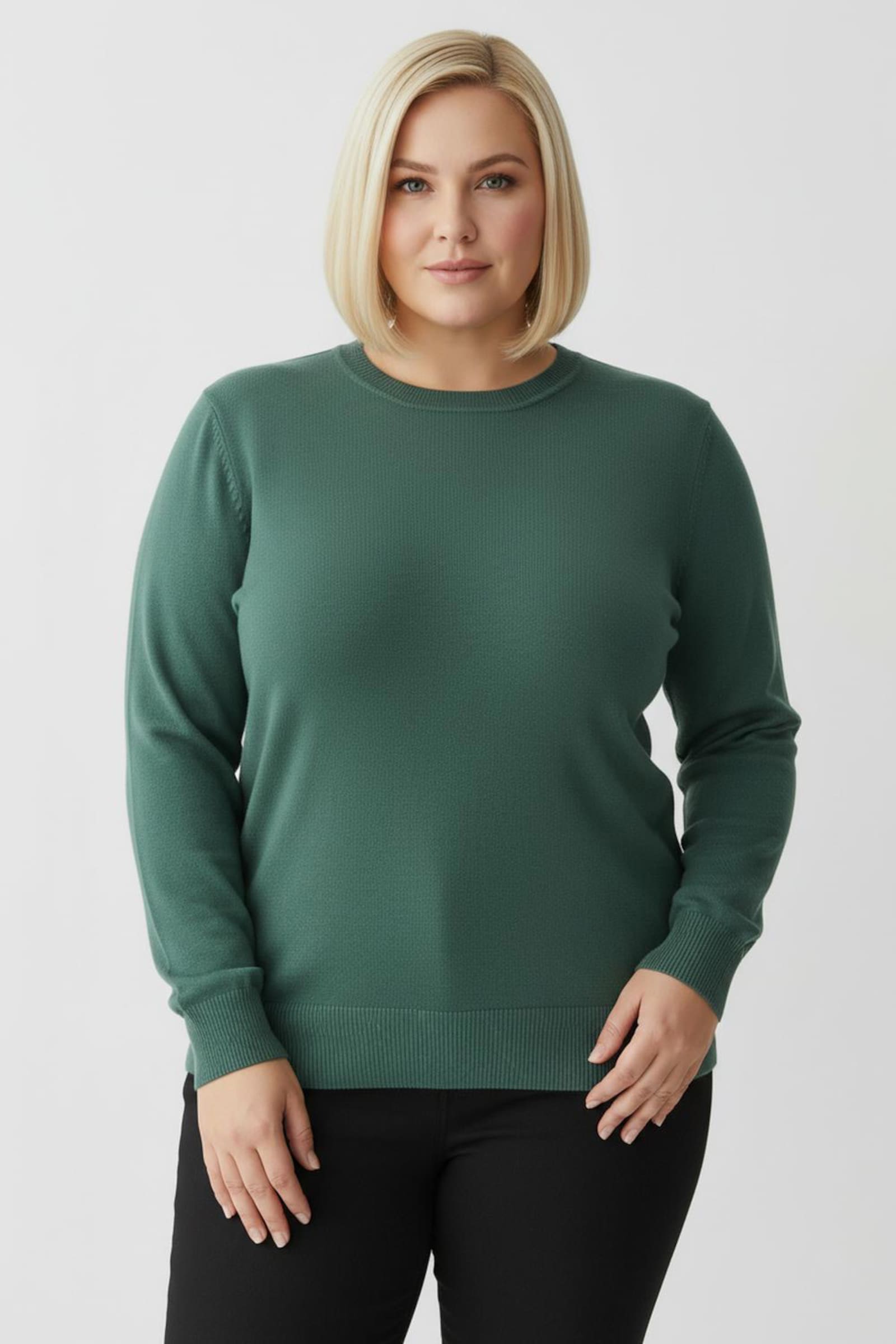 Langarm-Pullover aus reiner Baumwolle - jade