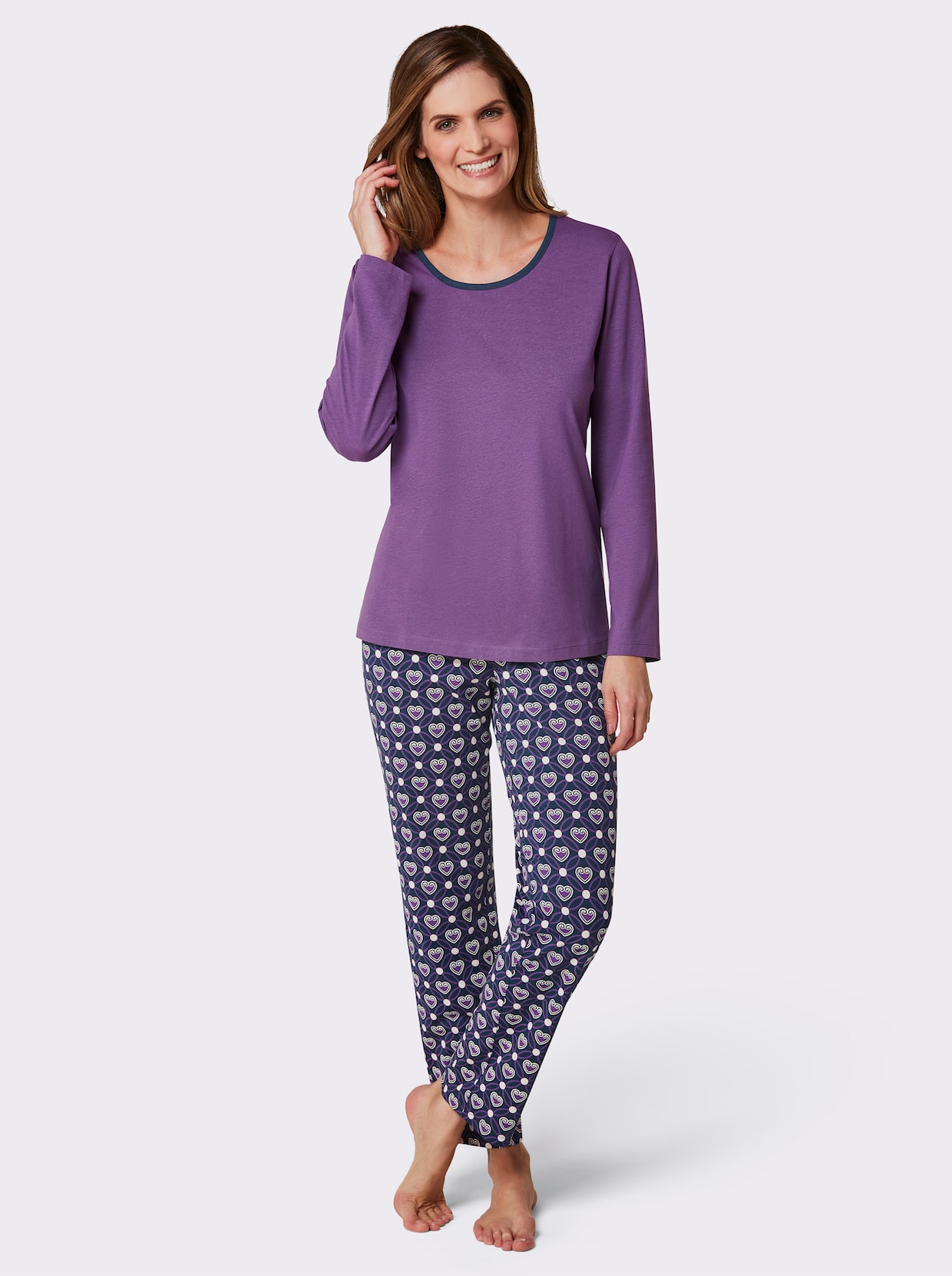 wäschepur Pyjama's - lila/donkerblauw bedrukt