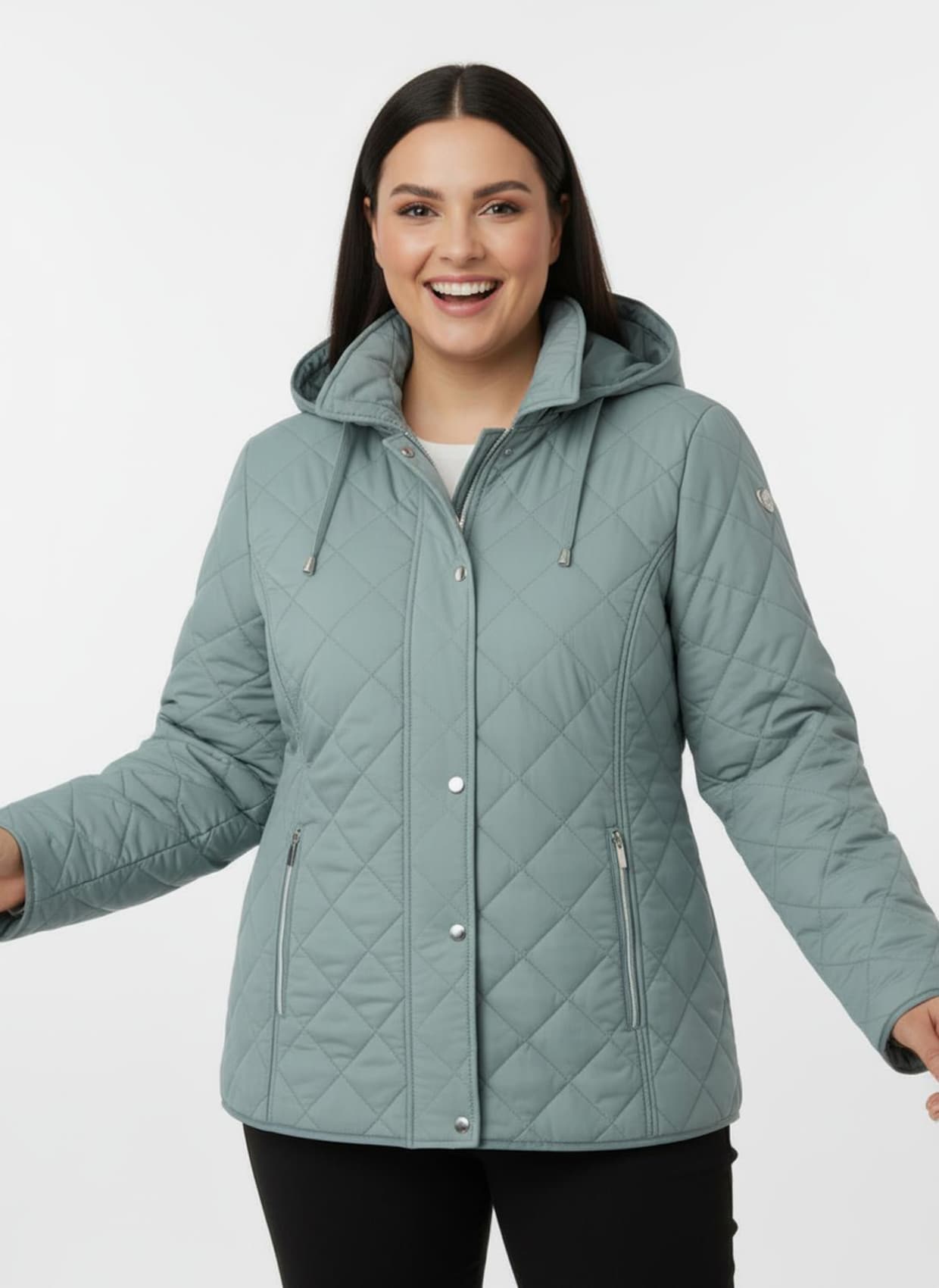 Winterjacke mit Schlingenknopf-Verschluss - jade