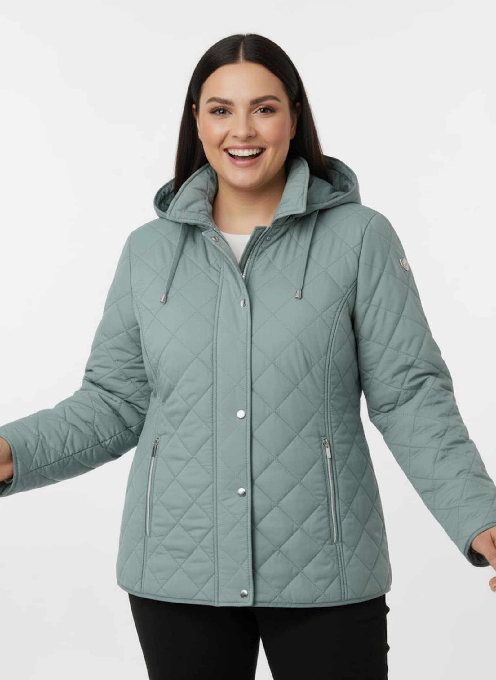 Winterjacke mit Schlingenknopf-Verschluss - jade