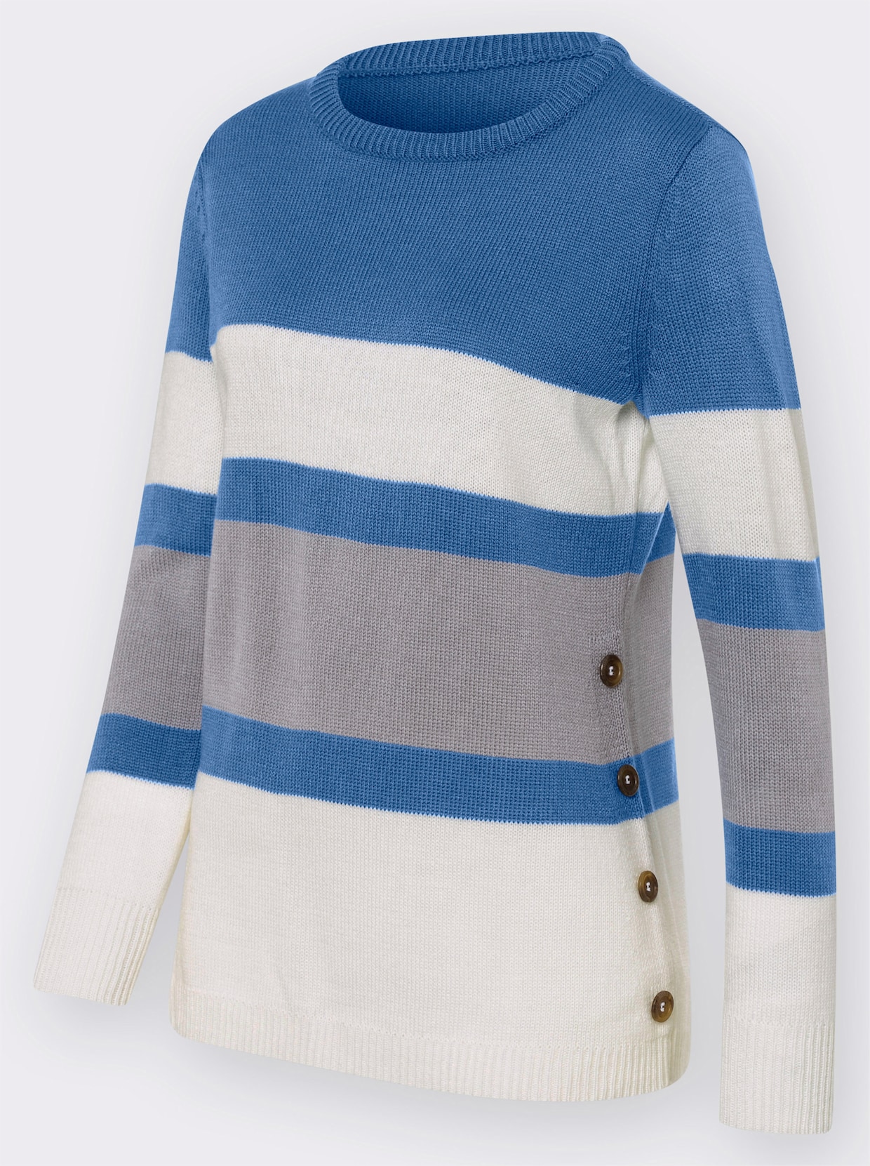 Gestreepte pullover - middenblauw/steengrijs