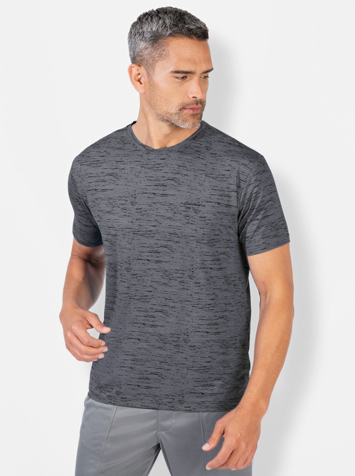 Catamaran Sports Sportshirt - grijs gemêleerd + zwart