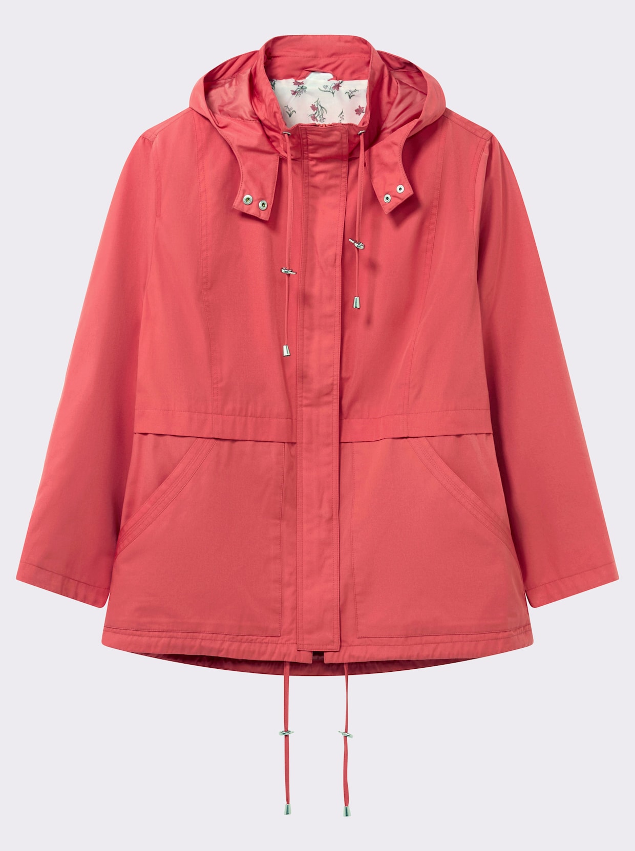 Kapuzenjacke mit Stehkragen - grapefruit