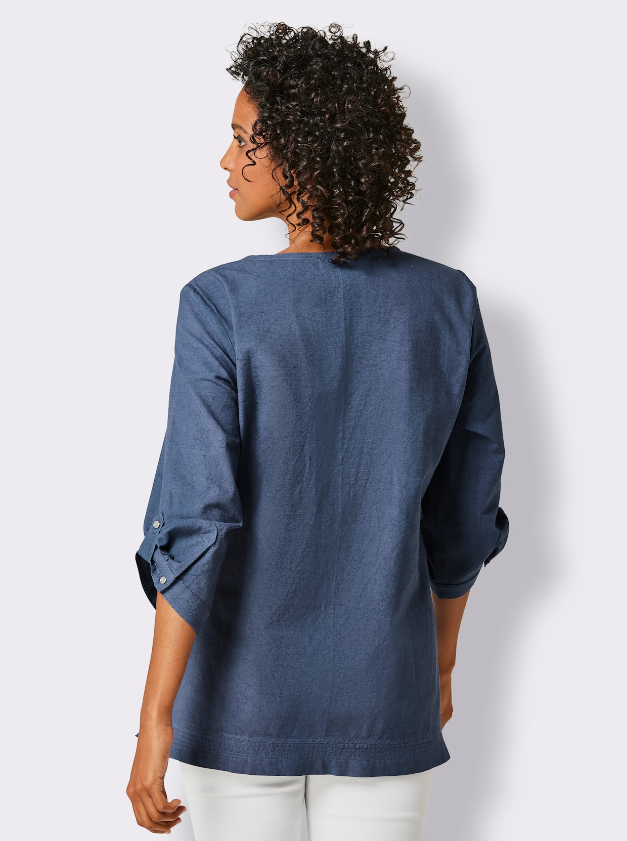 CREATION L PREMIUM Chemisier en lin - bleu jean