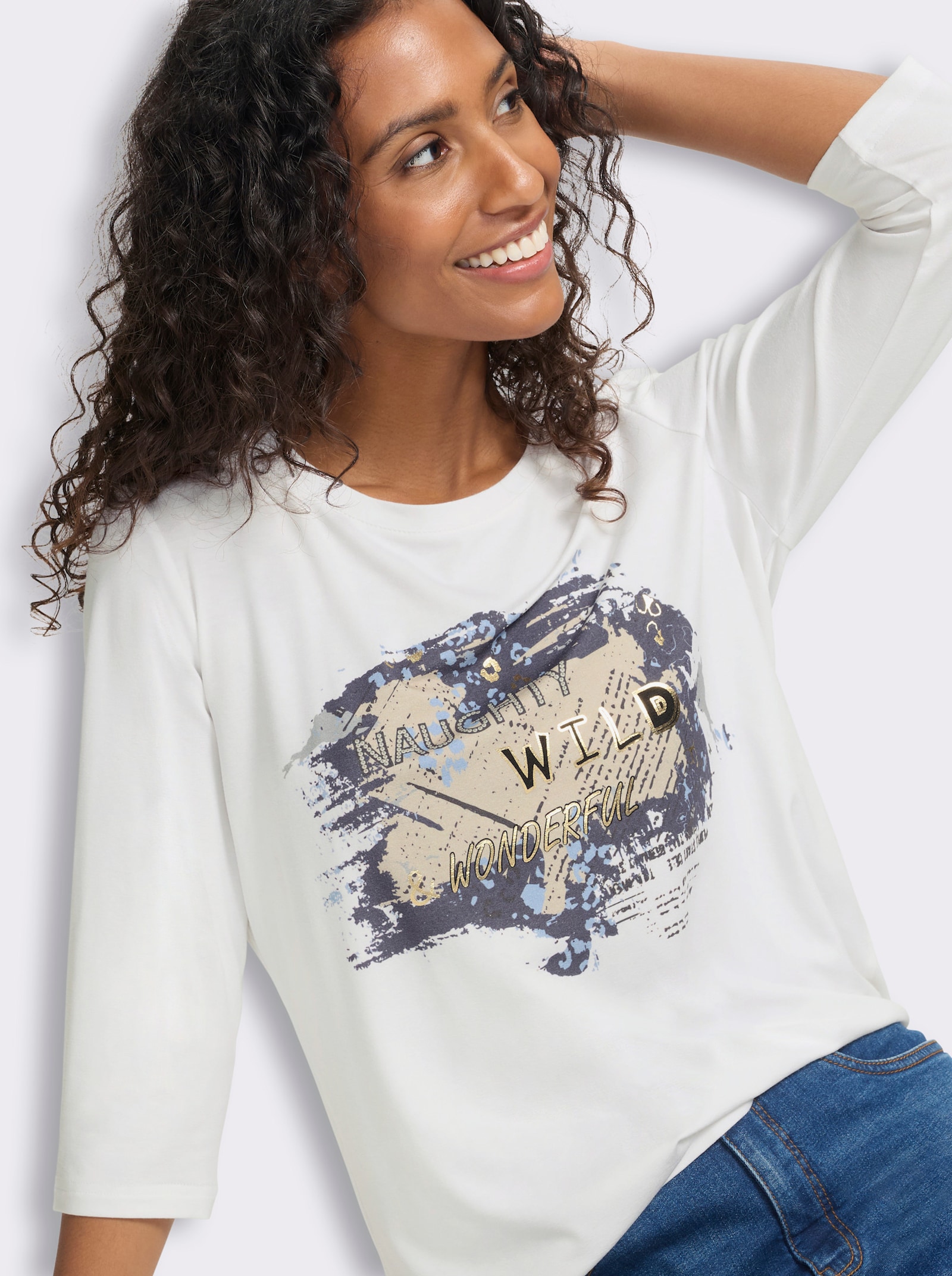 heine Shirt mit Folienprint - weiß