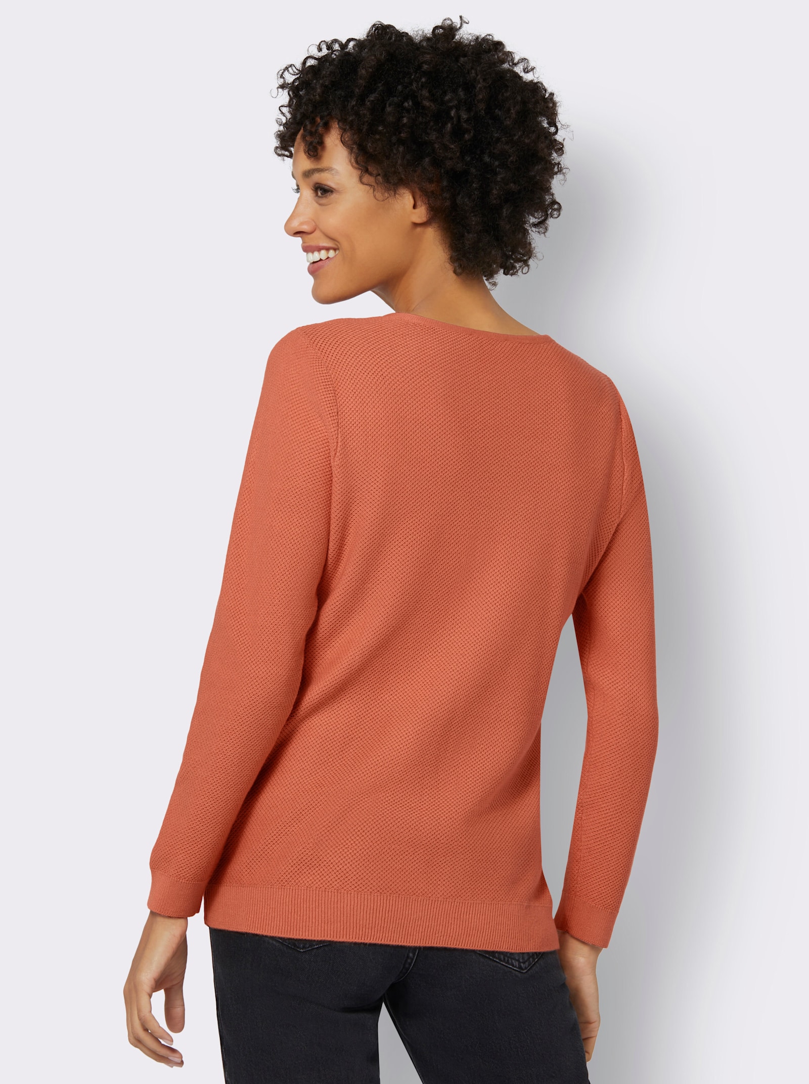 Langarm-Pullover aus reiner Baumwolle - papaya