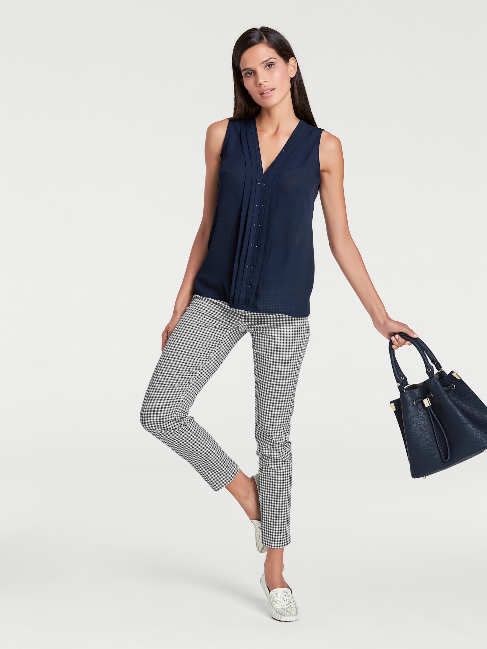 heine Röhrenhose mit Druck-Dessin - schwarz-weiß