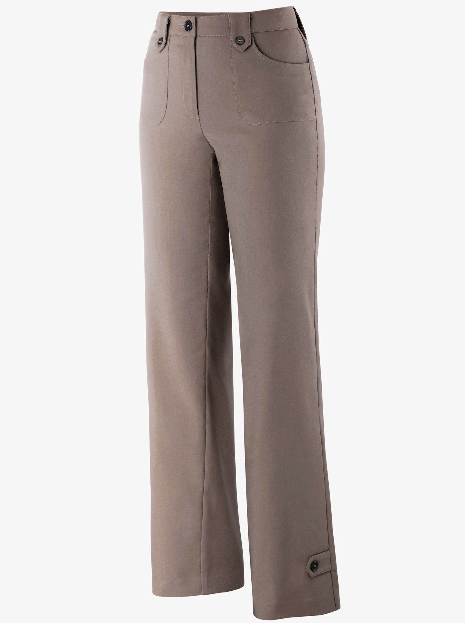 Hose in weiter Form, bügelfreie Koffer-Qualität - taupe